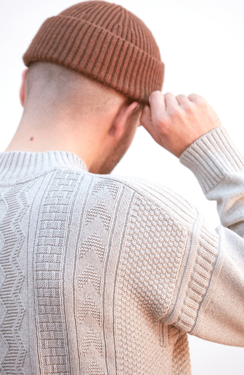 Mens Midweight Cotton Mock Neck Gansey Jumper