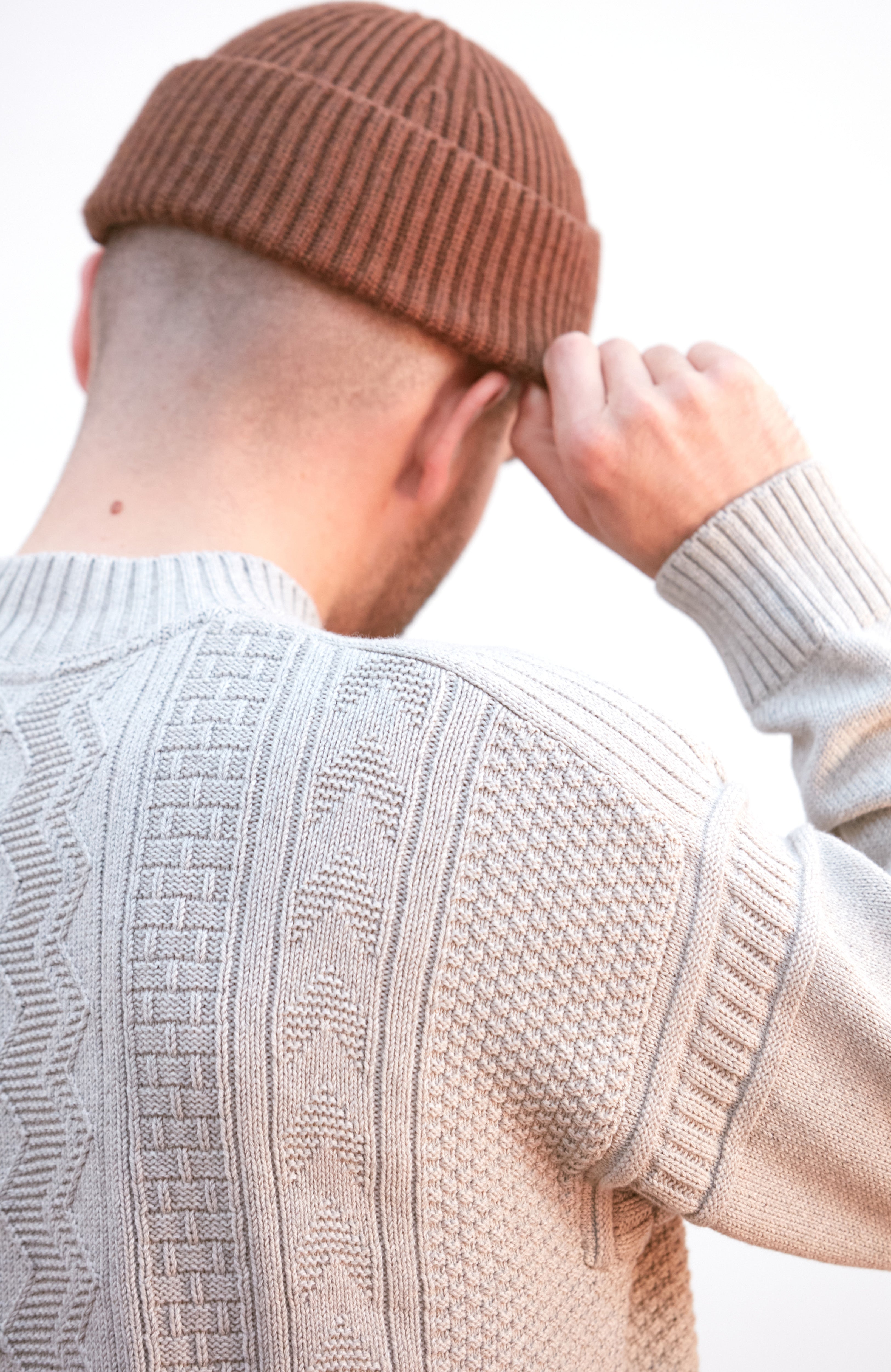 Mens Midweight Cotton Mock Neck Gansey Jumper