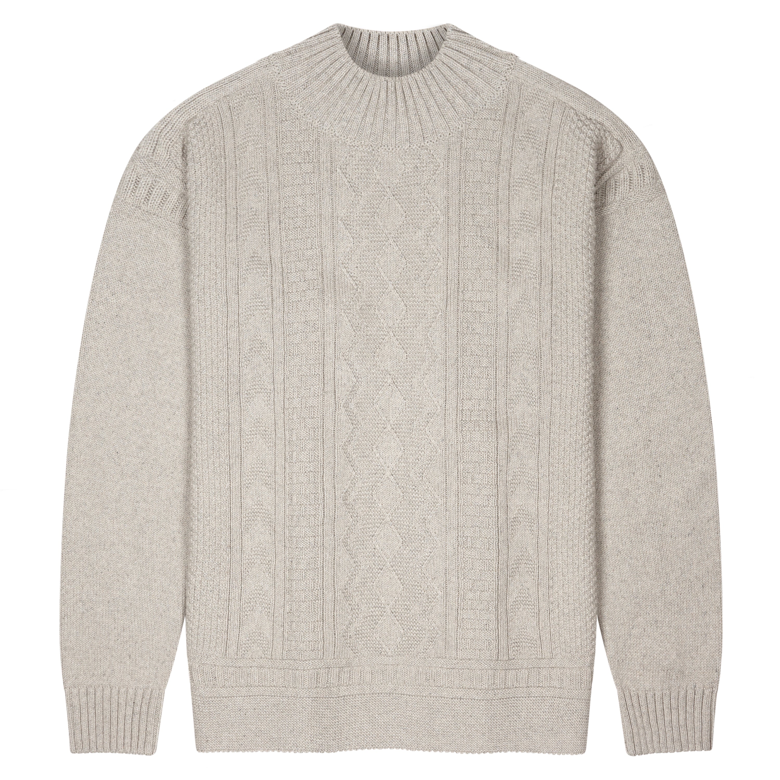 Mens Midweight Cotton Mock Neck Gansey Jumper
