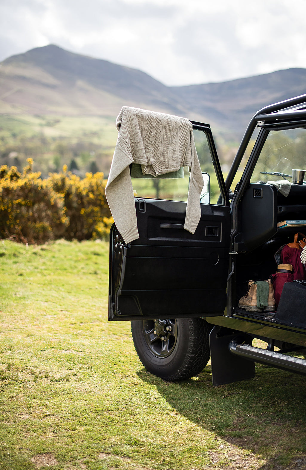 Mens Midweight Cotton Mock Neck Gansey Jumper