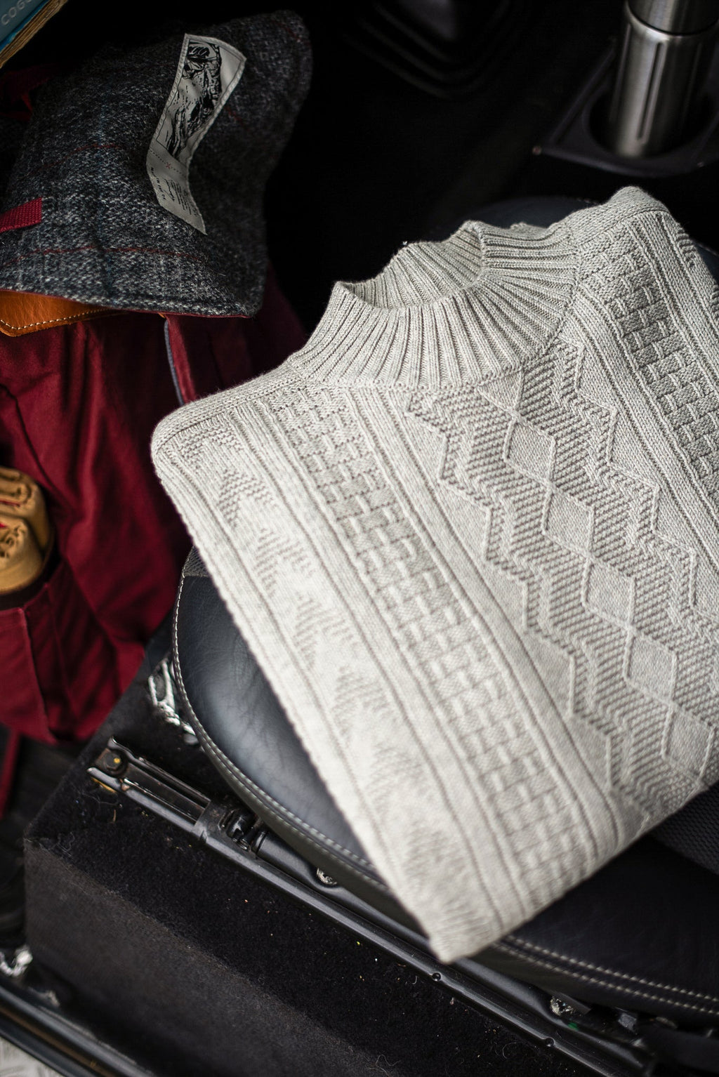 Mens Midweight Cotton Mock Neck Gansey Jumper