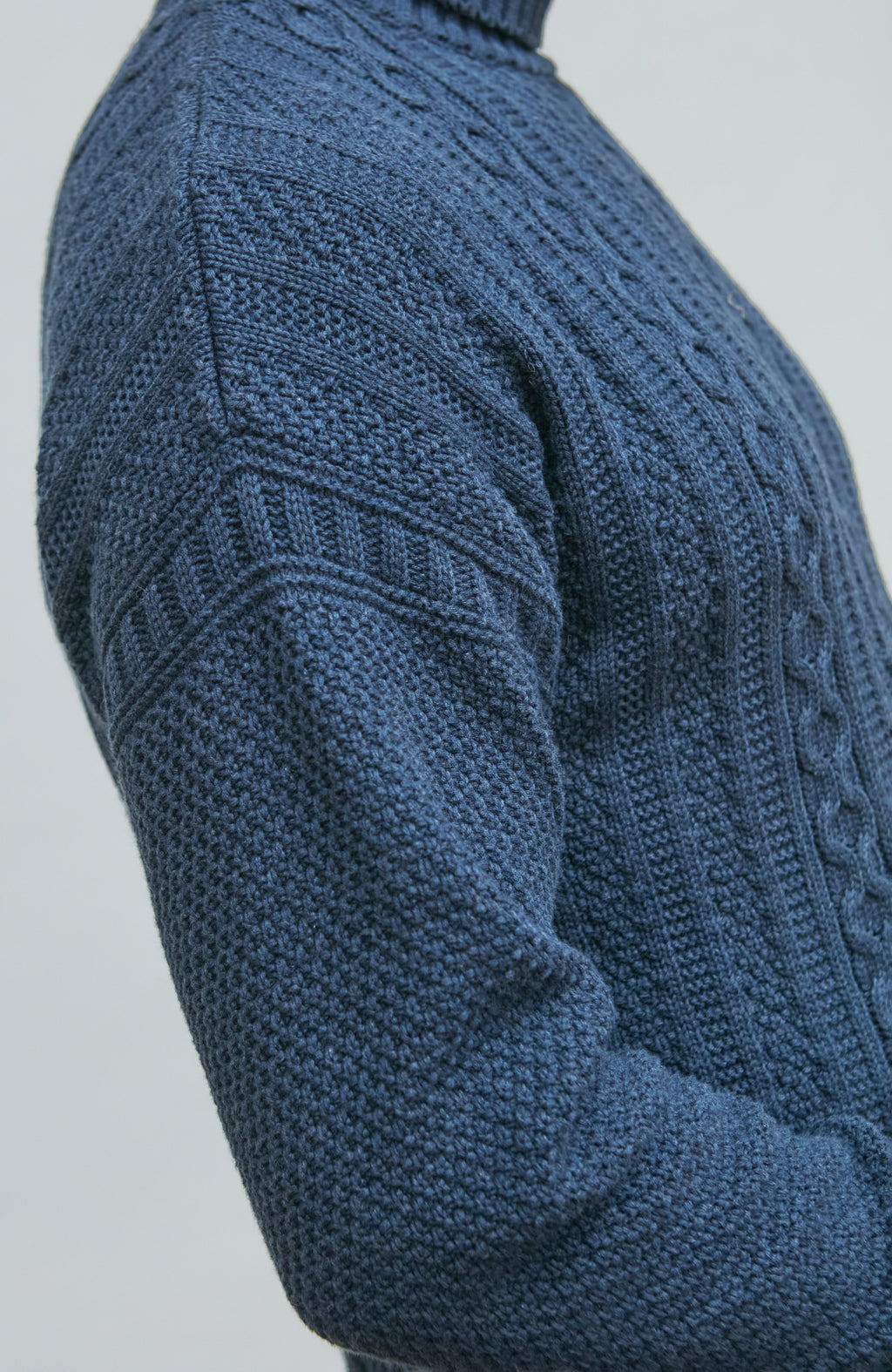 Mens Midweight Cotton Cable Roll Neck Gansey Jumper