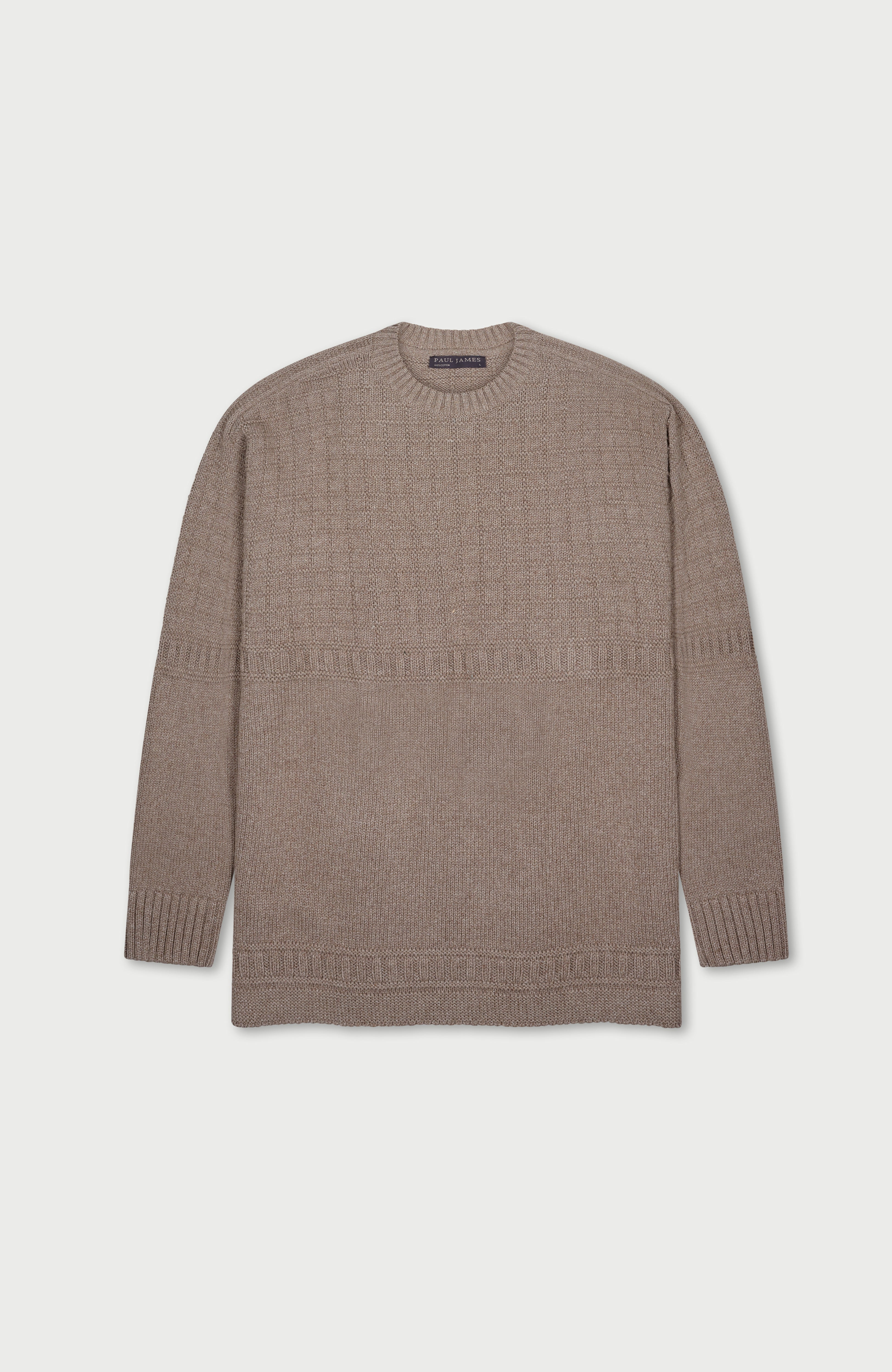 Mens Midweight Cotton Grid Knit Gansey Jumper
