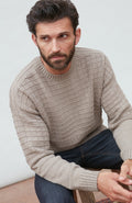 Mens Midweight Cotton Grid Knit Gansey Jumper