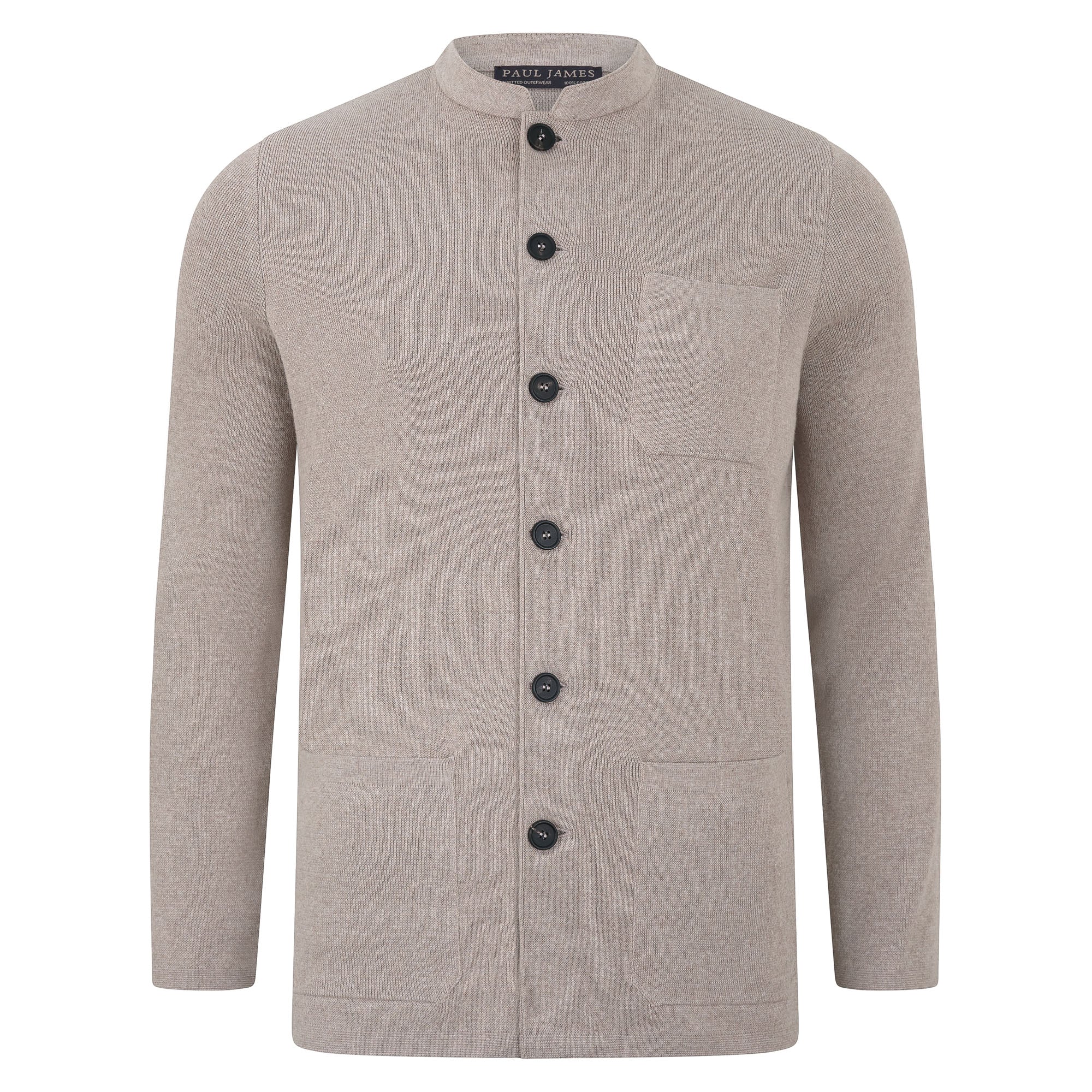 Mens Midweight Cotton Knitted Nehru Jacket