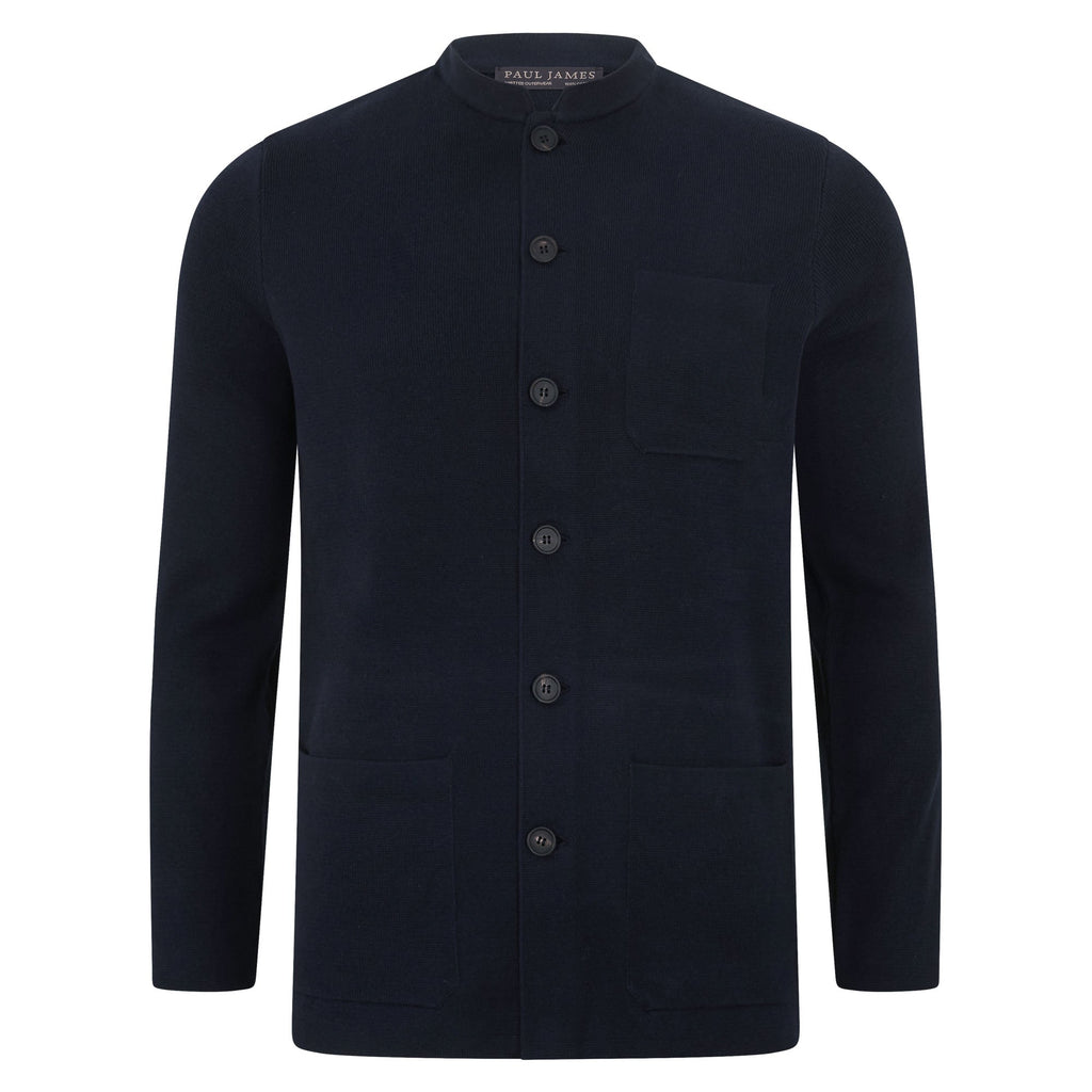 Mens Midweight Cotton Knitted Nehru Jacket