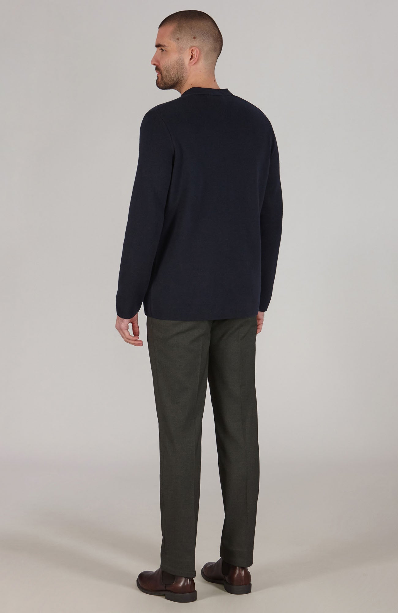 Mens Midweight Cotton Knitted Nehru Jacket