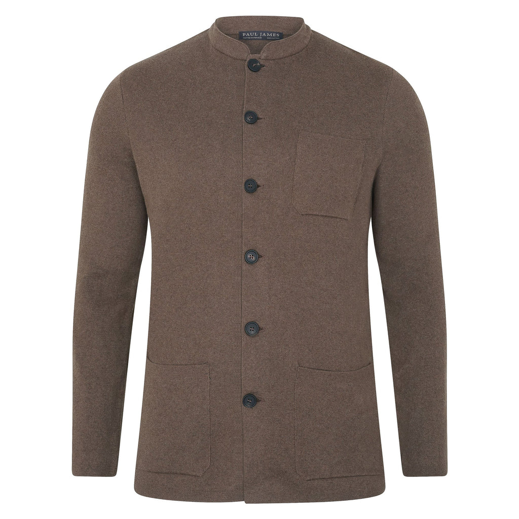 Mens Midweight Cotton Knitted Nehru Jacket