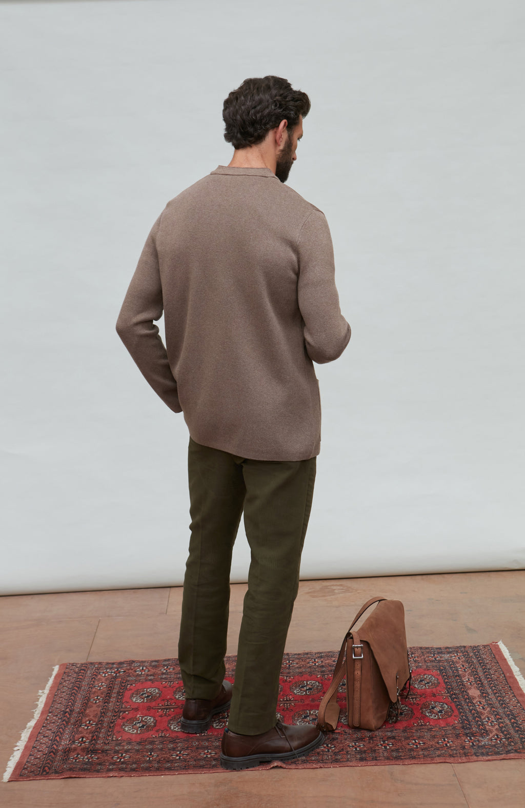 Mens Midweight Cotton Knitted Nehru Jacket