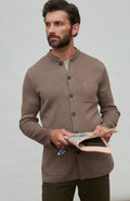 Mens Midweight Cotton Knitted Nehru Jacket