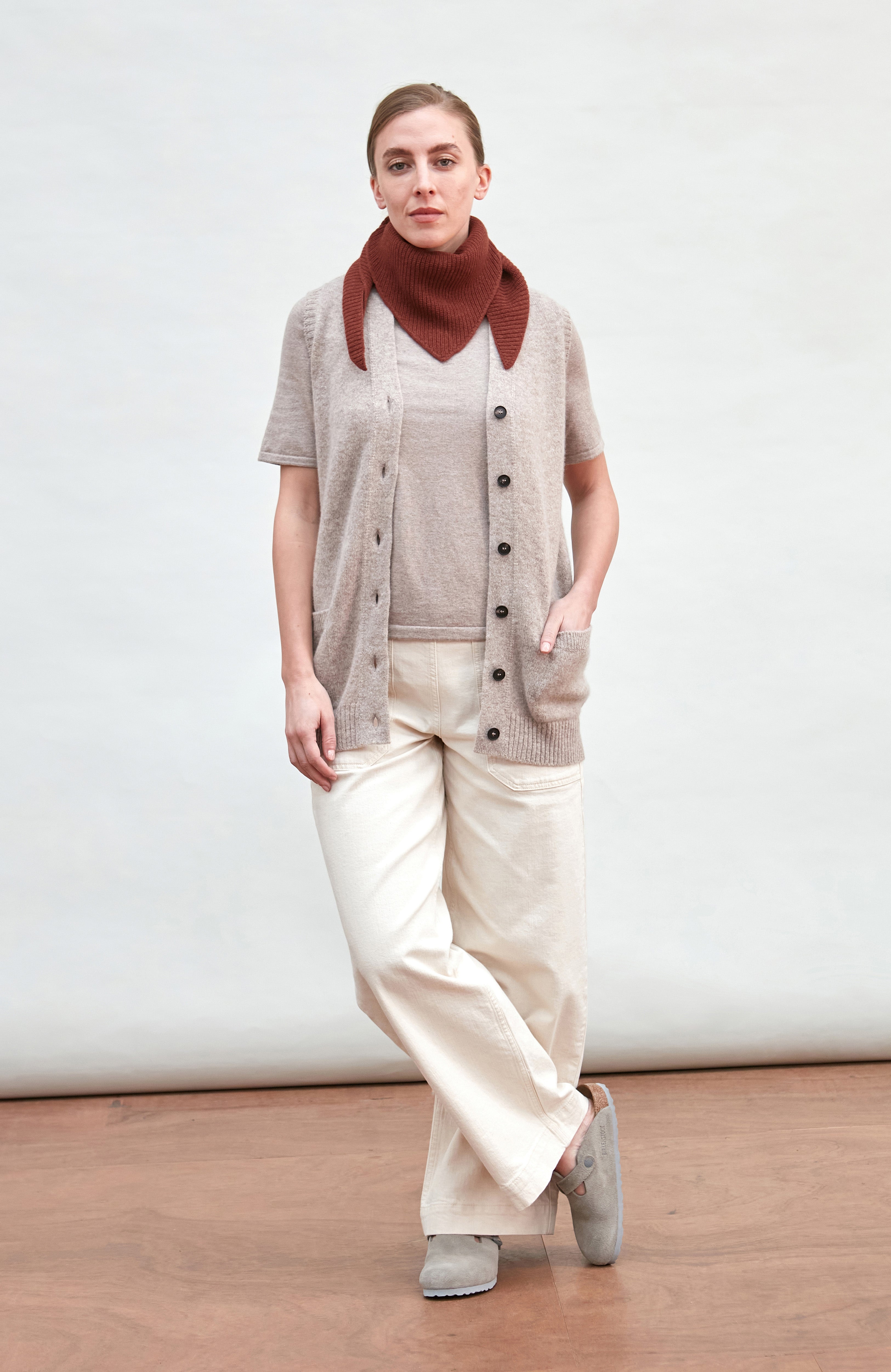 Lambswool Ribbed Triangle Scarf