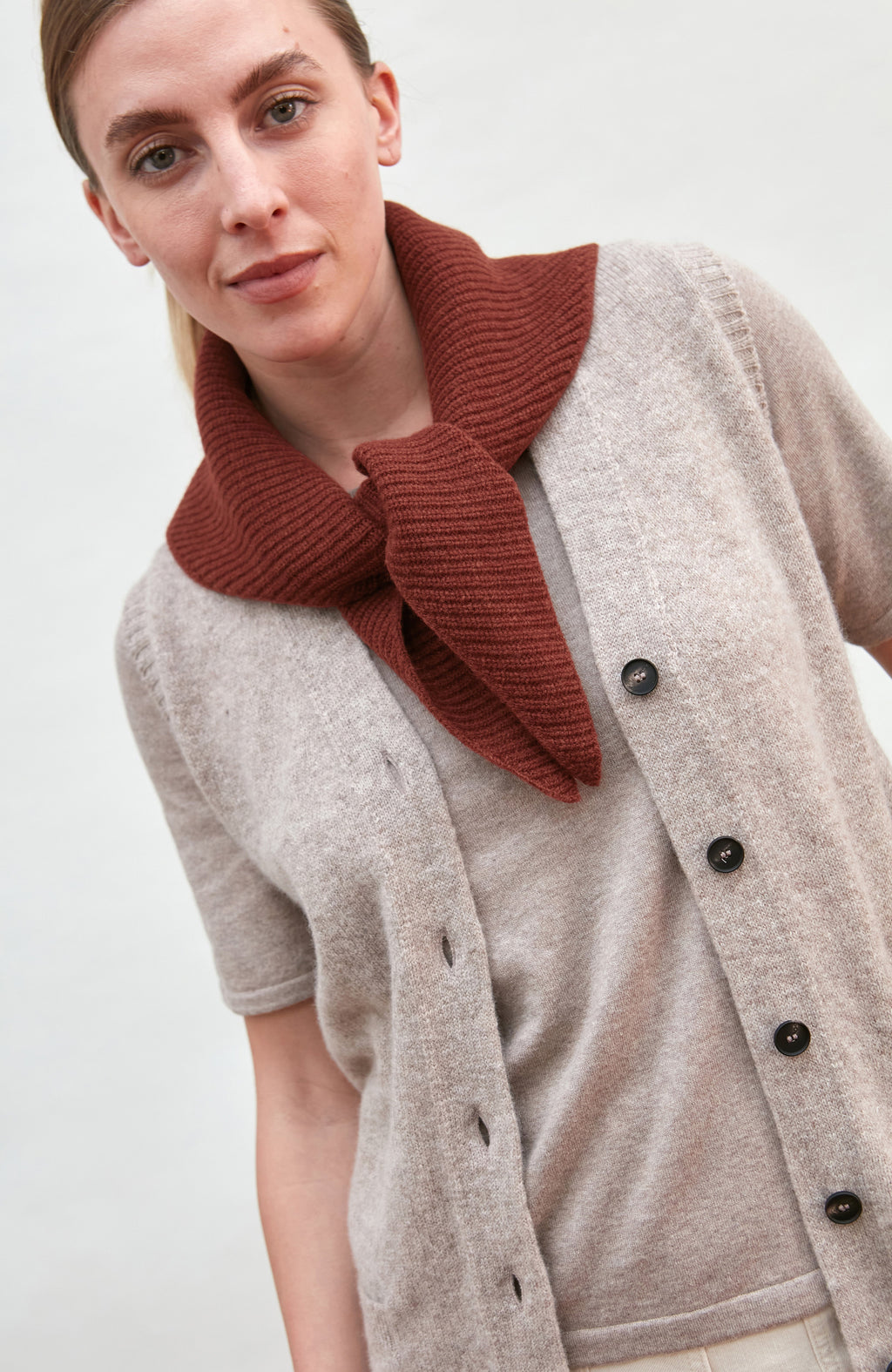 Lambswool Ribbed Triangle Scarf