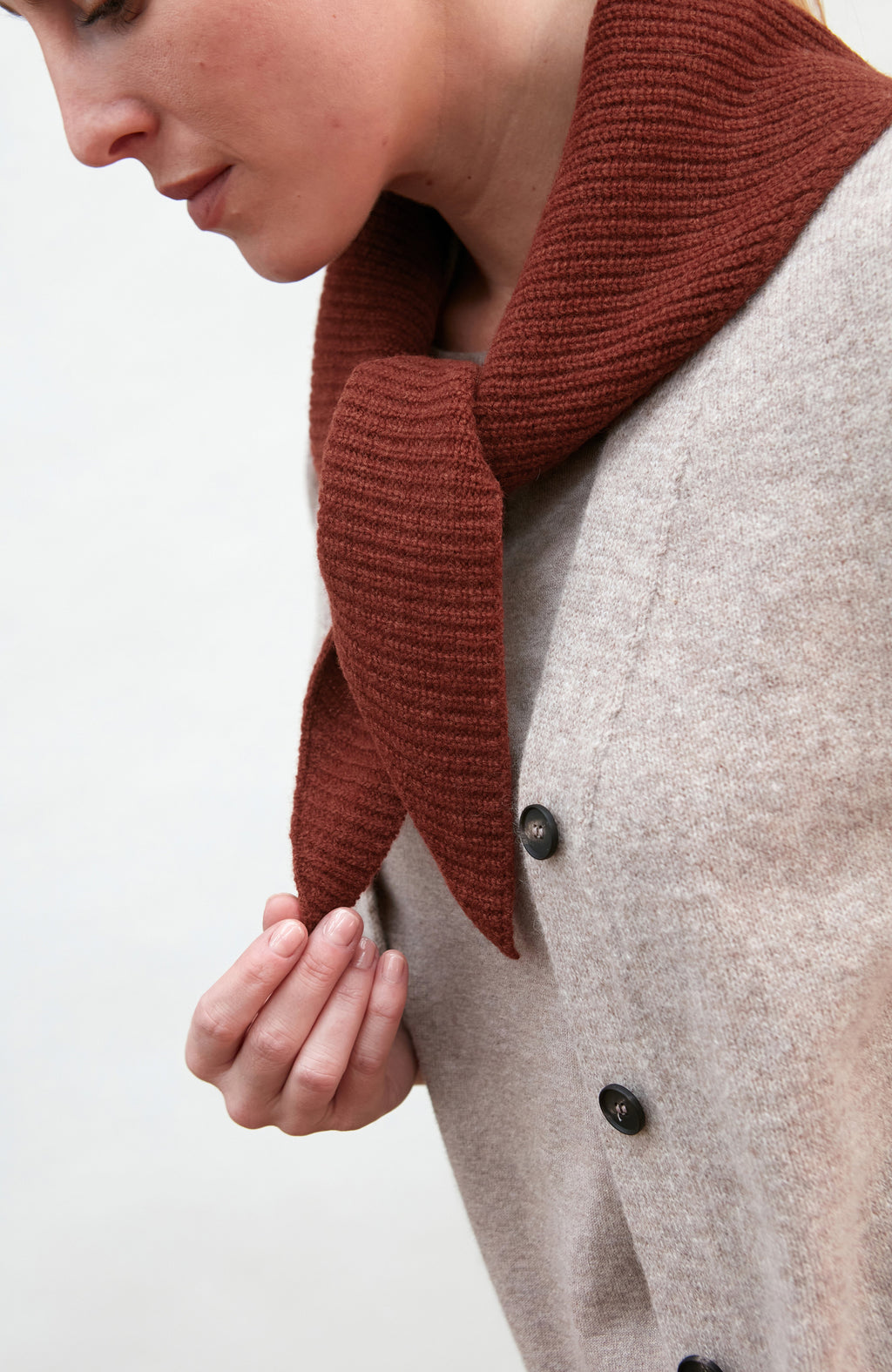 Lambswool Ribbed Triangle Scarf