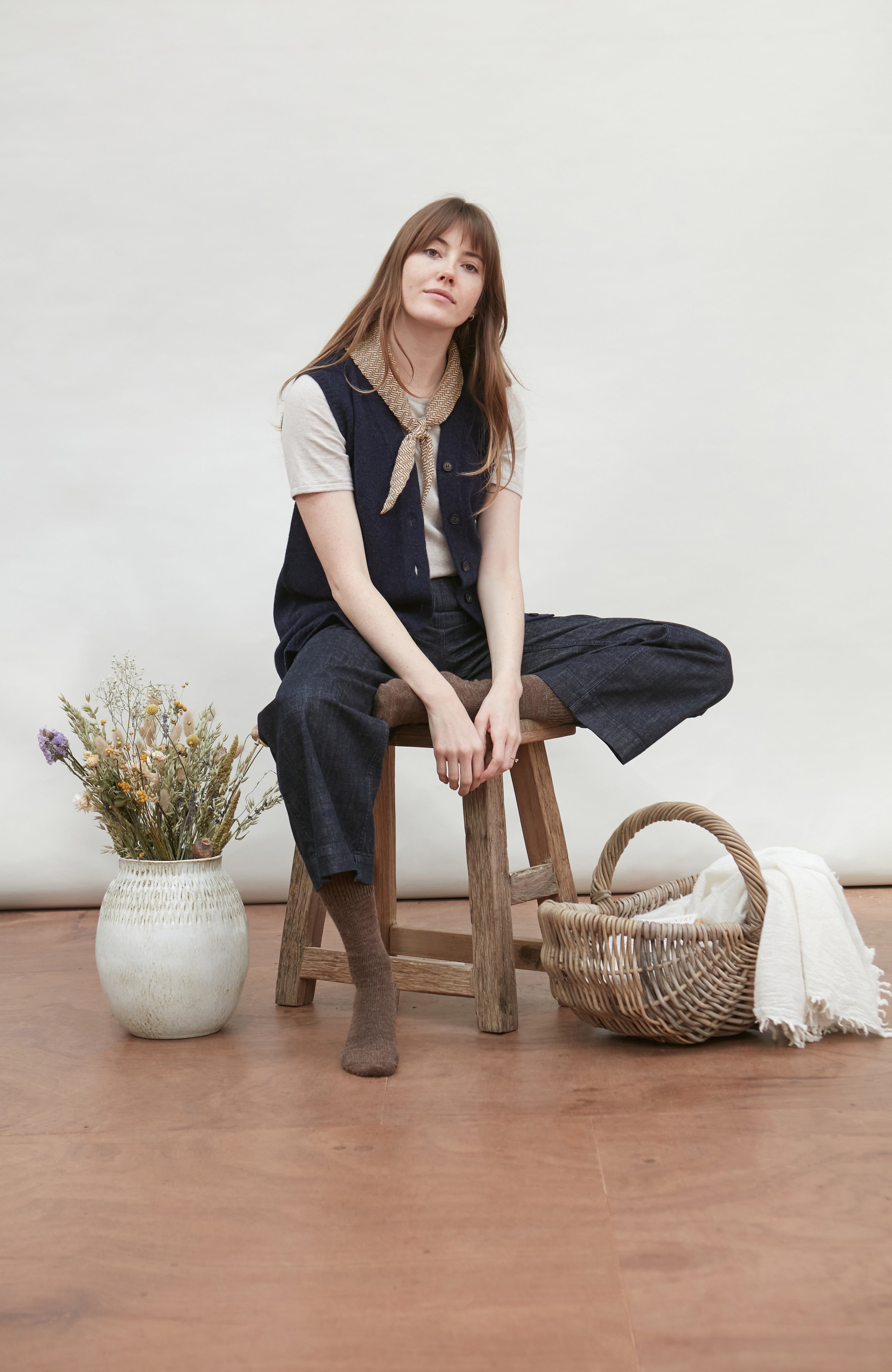 Womens Lambswool V Neck Waistcoat with Pockets