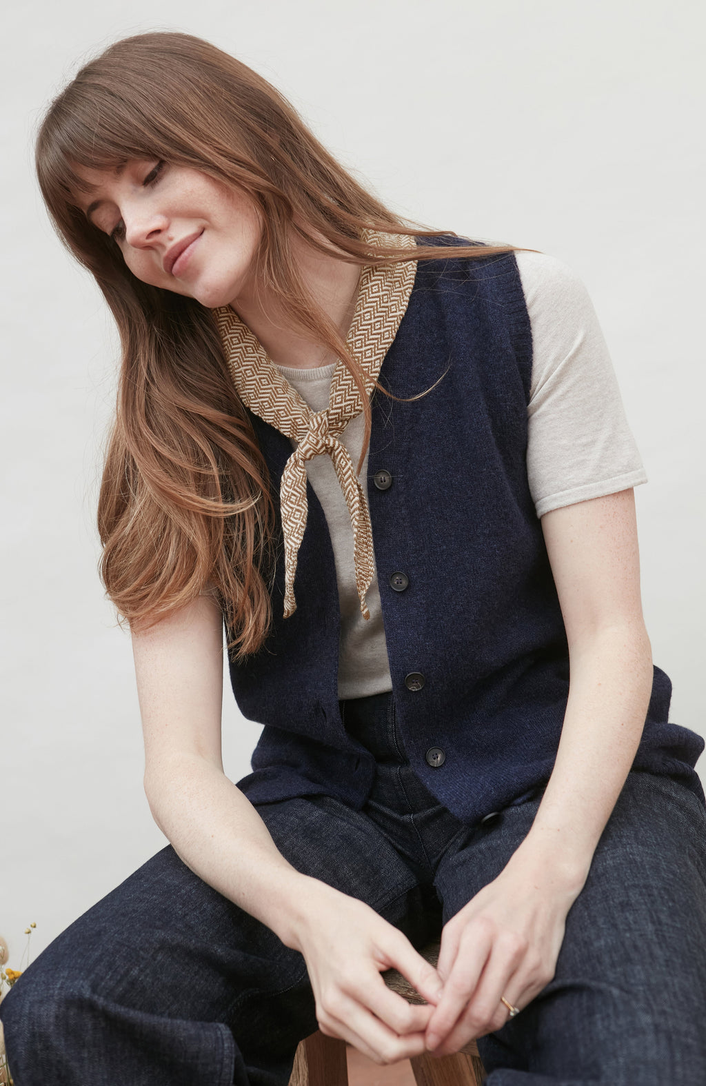 Womens Lambswool V Neck Waistcoat with Pockets