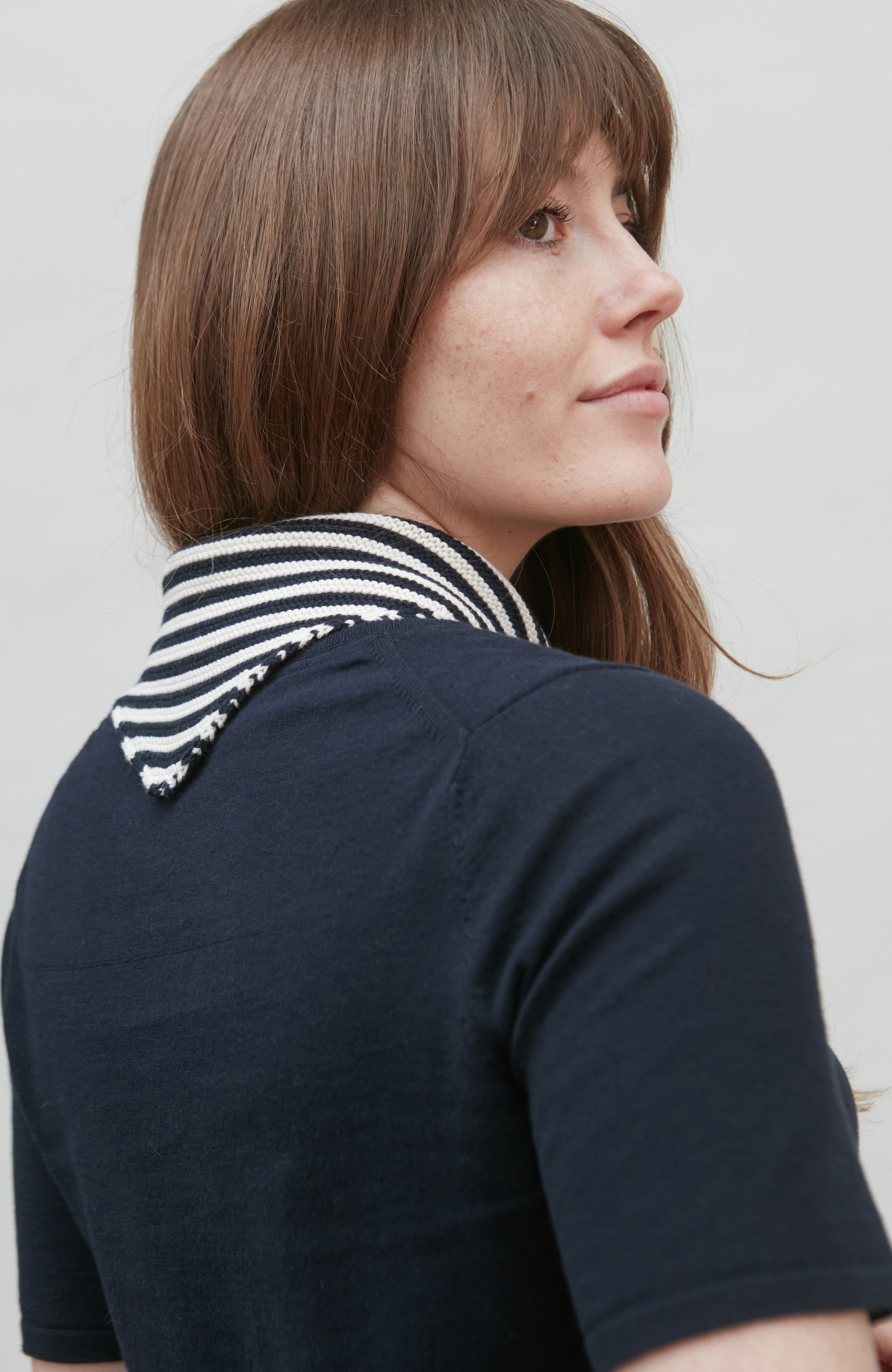 Cotton Garter Knit Striped Mini Neckerchief