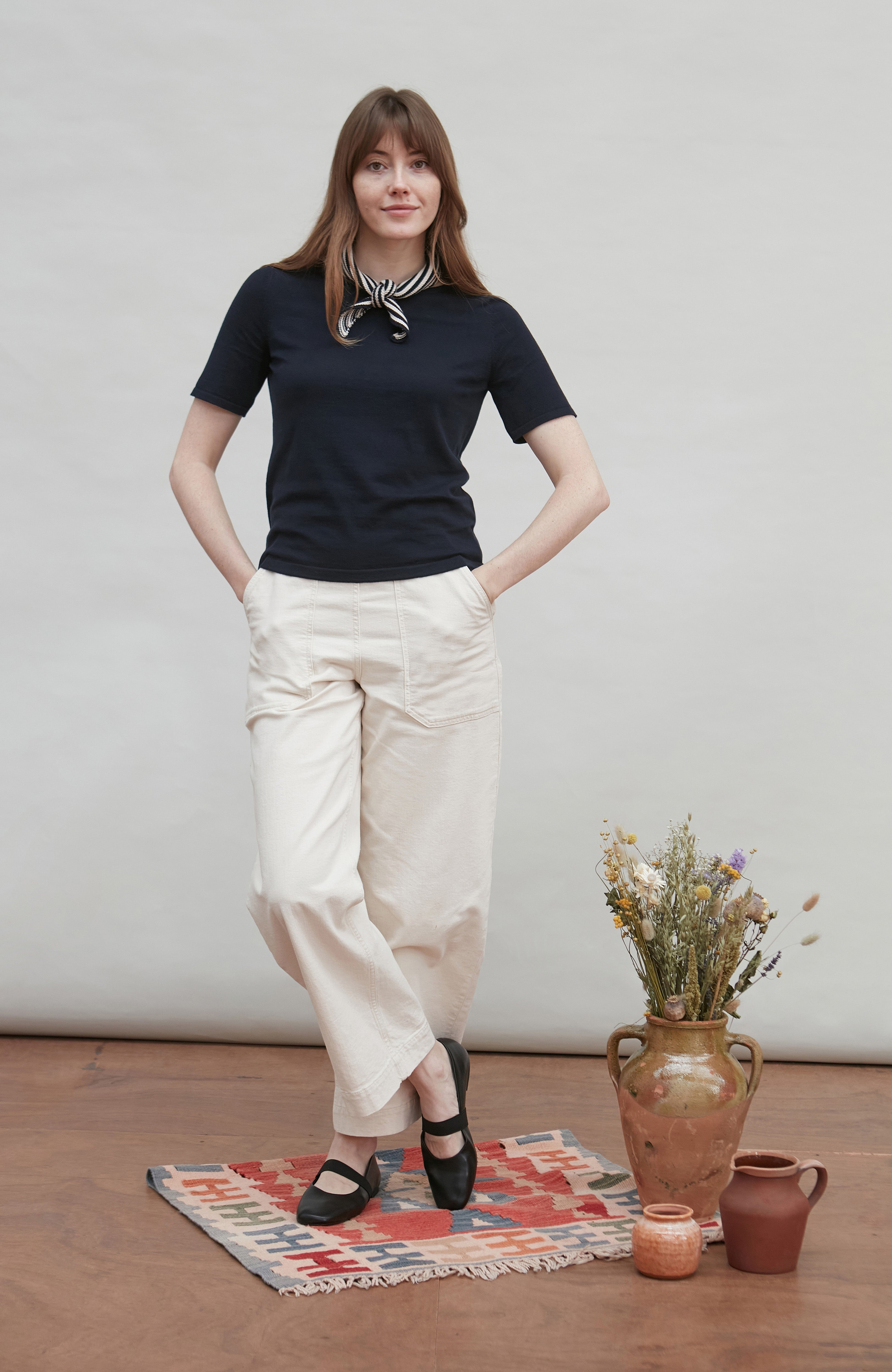 Cotton Garter Knit Striped Mini Neckerchief