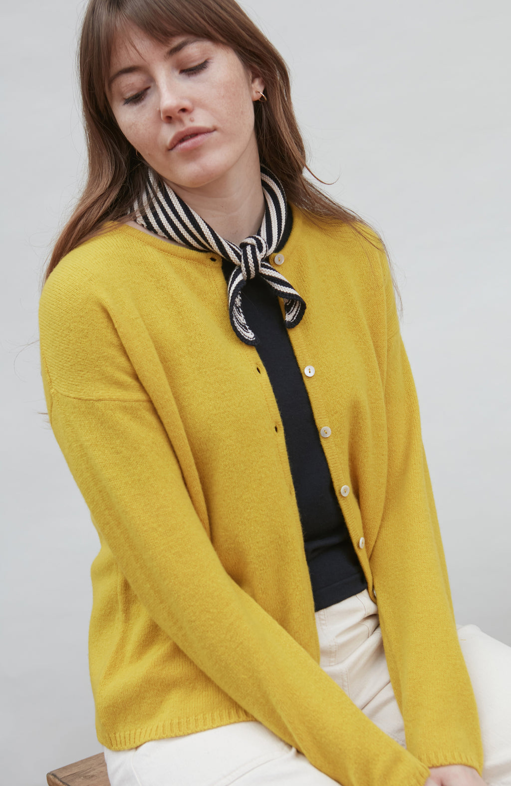 Cotton Garter Knit Striped Mini Neckerchief