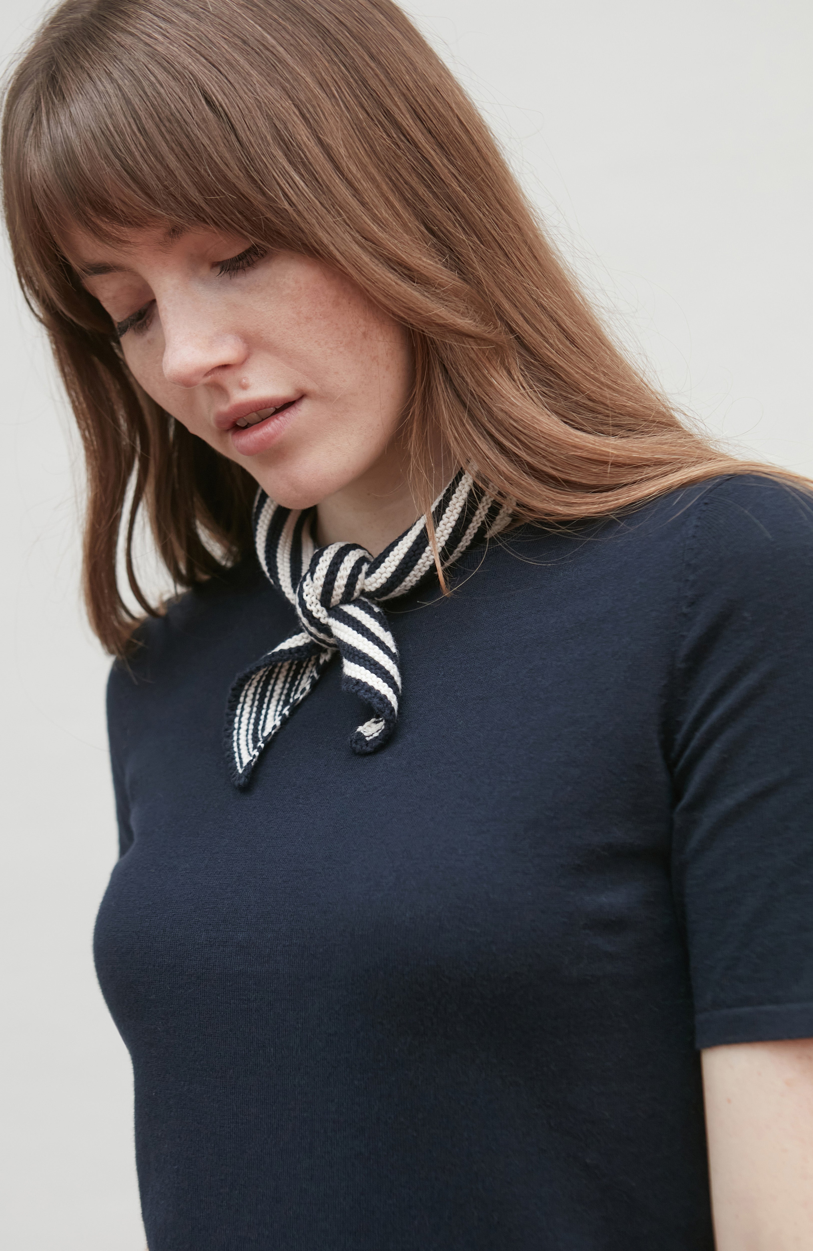 Cotton Garter Knit Striped Mini Neckerchief