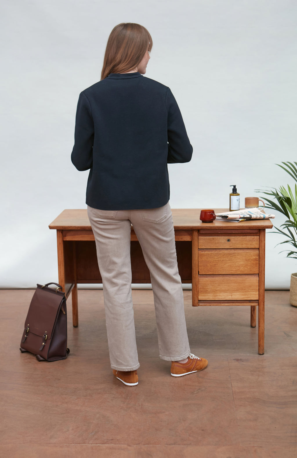 Womens Midweight Cotton Knitted Nehru Jacket