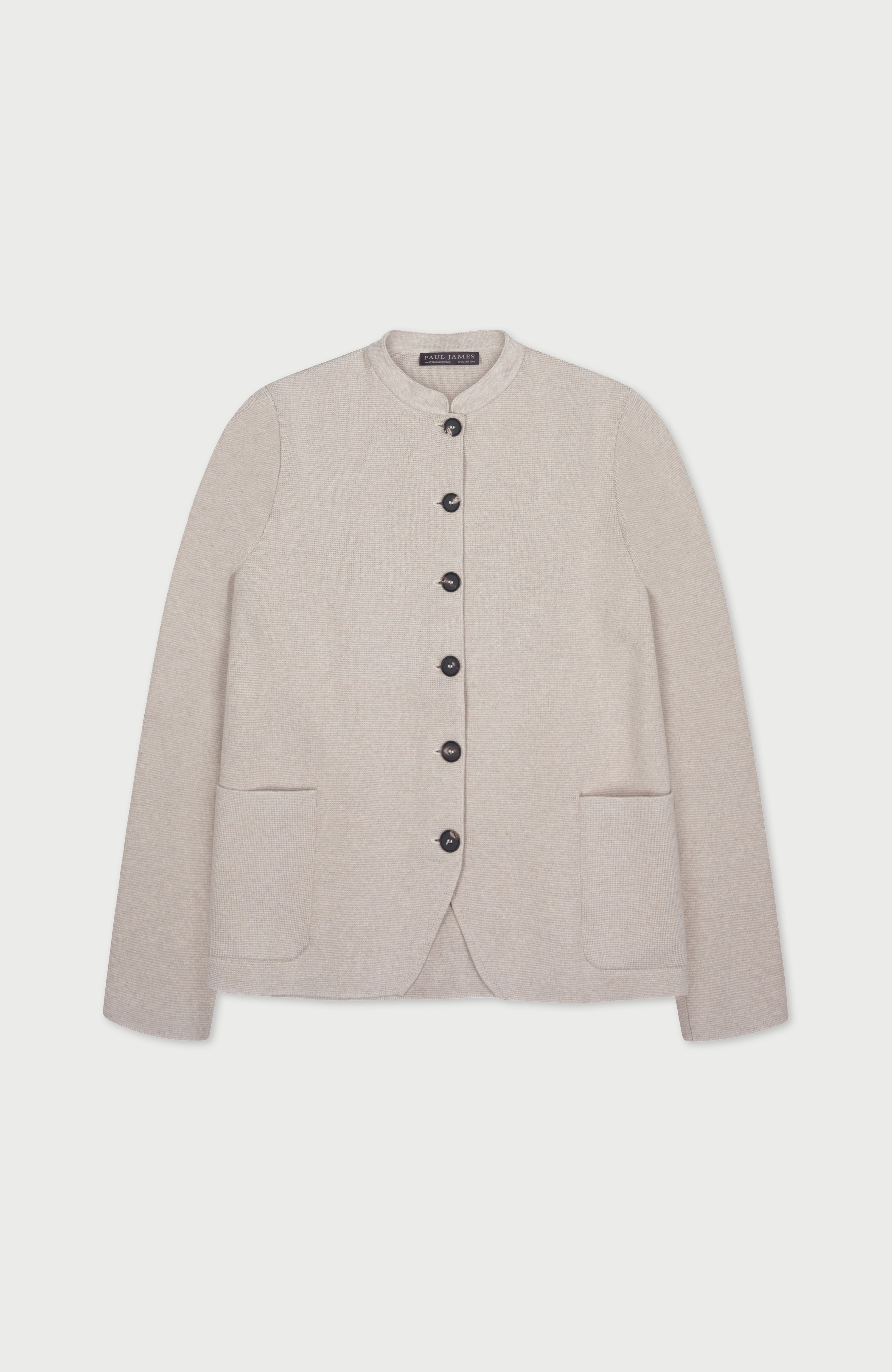 Womens Midweight Cotton Knitted Nehru Jacket