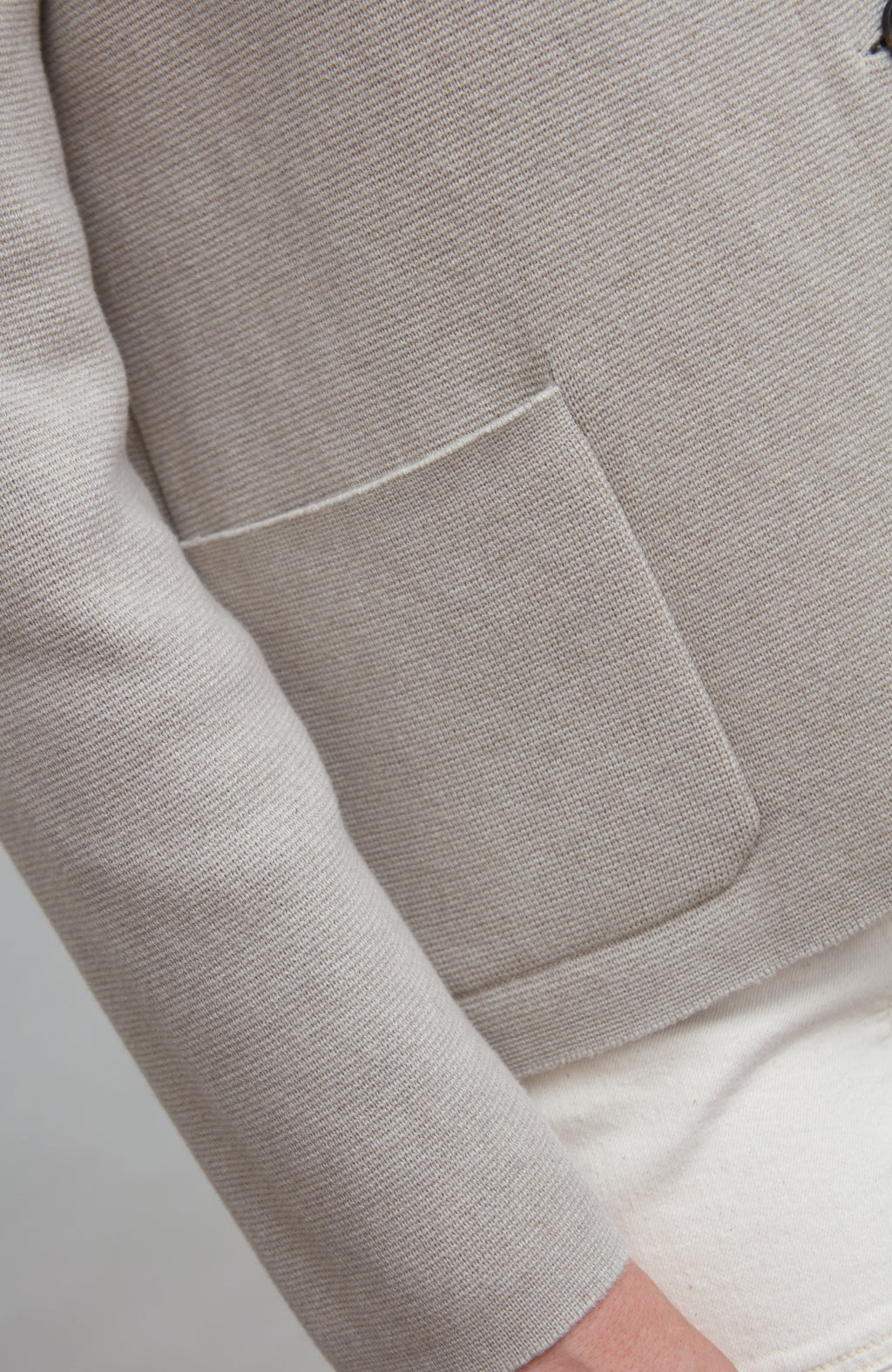 Womens Midweight Cotton Knitted Nehru Jacket