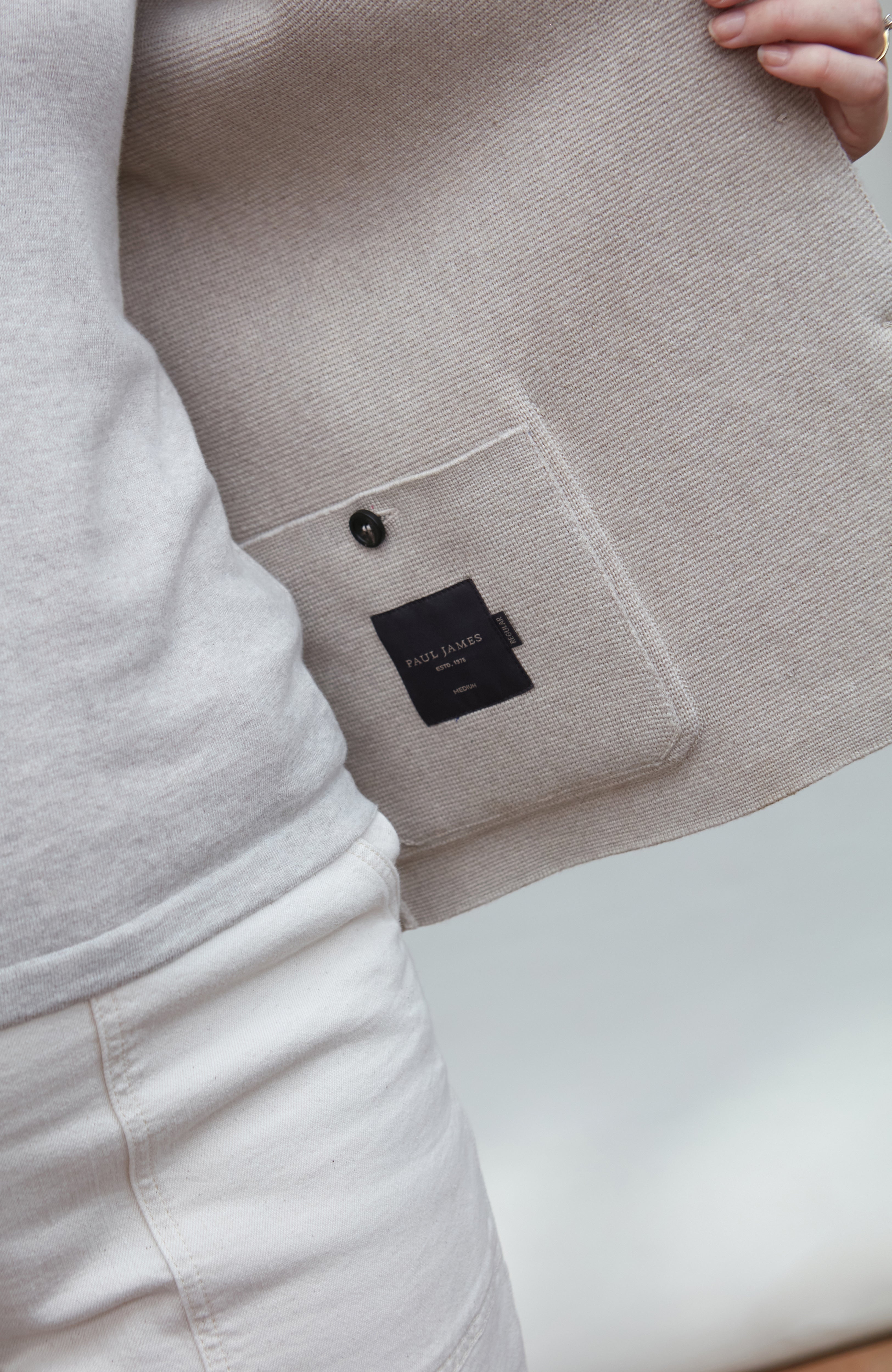 Womens Midweight Cotton Knitted Nehru Jacket