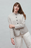 Womens Midweight Cotton Knitted Nehru Jacket