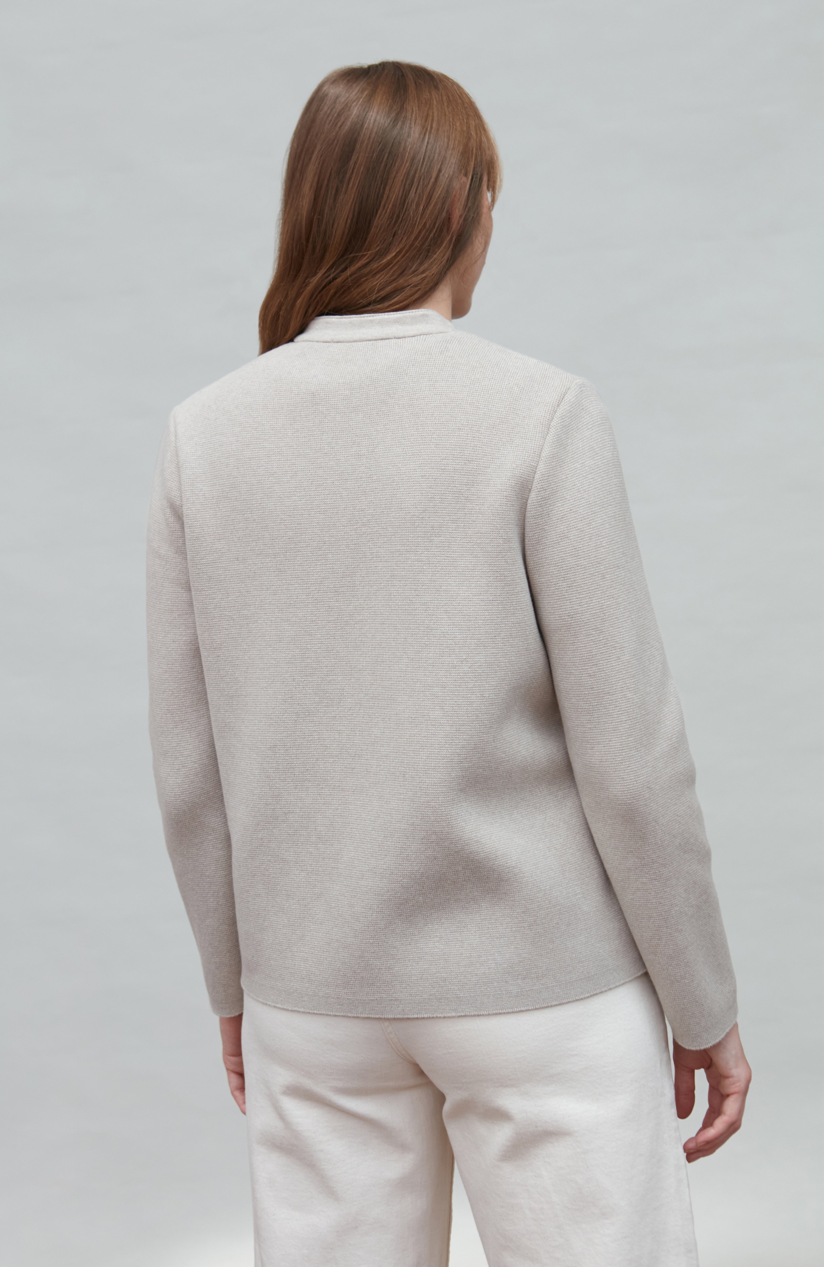 Womens Midweight Cotton Knitted Nehru Jacket