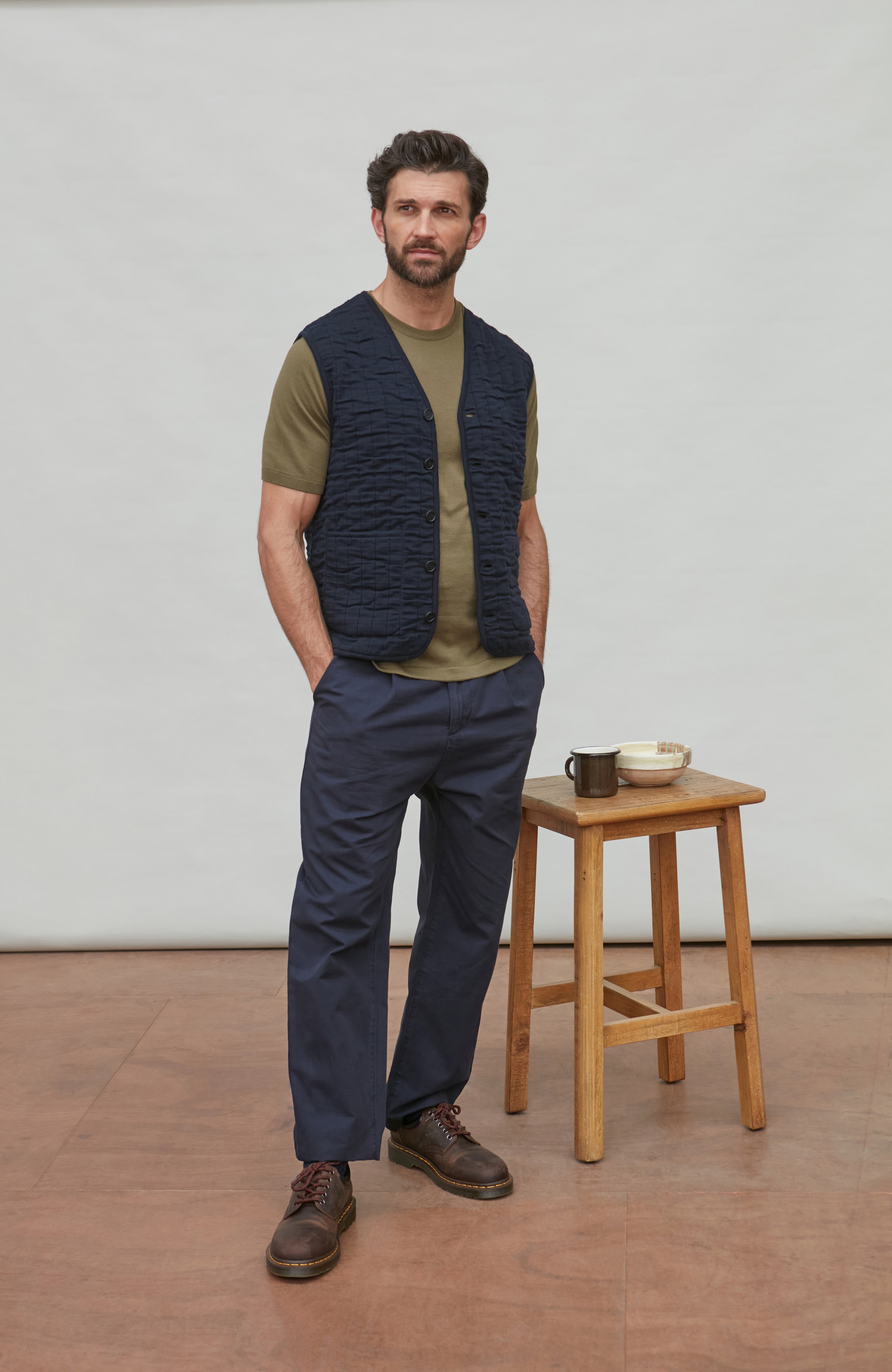 Mens Cotton Quilted Knitted Gilet