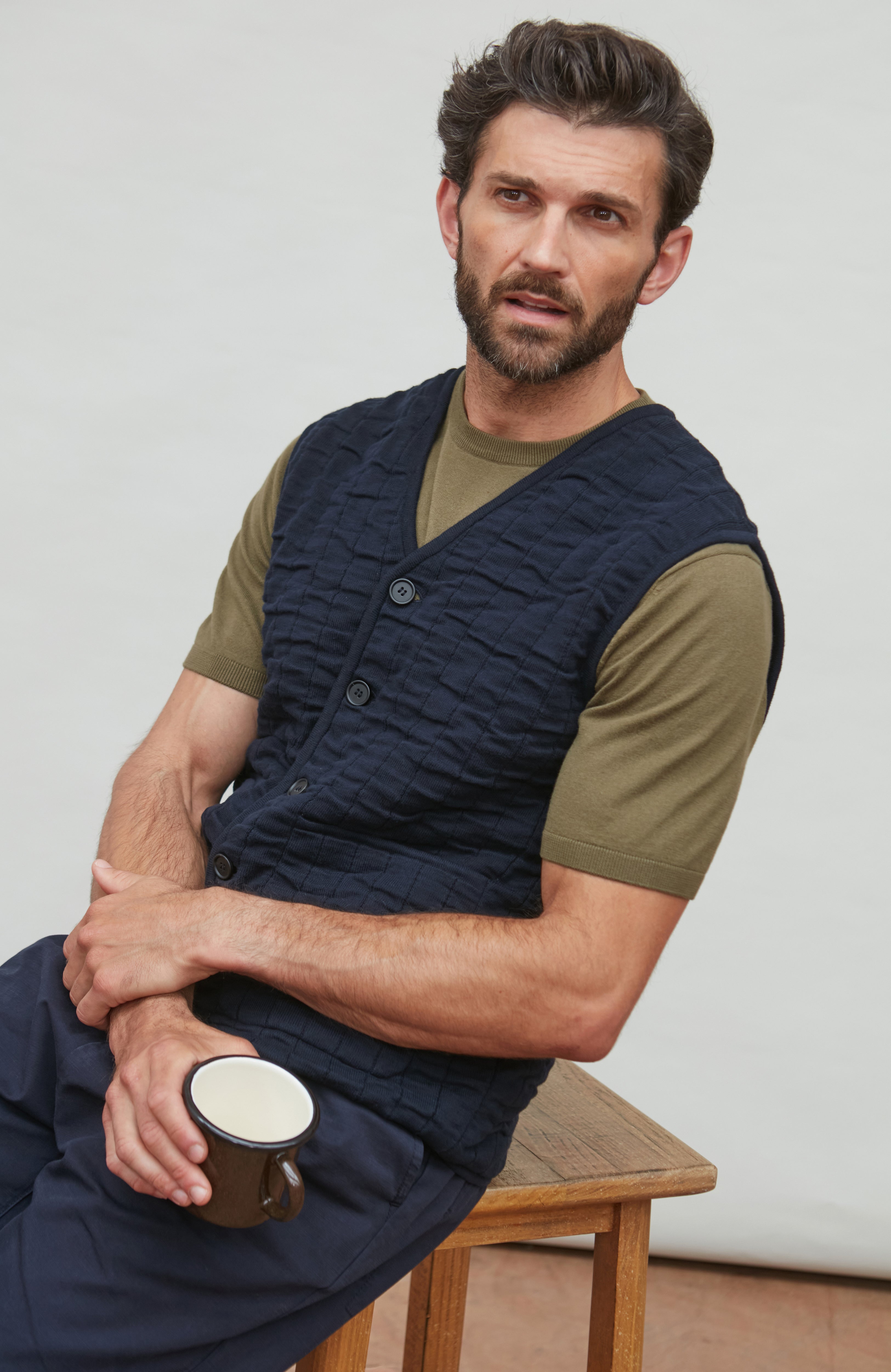 Mens Cotton Quilted Knitted Gilet