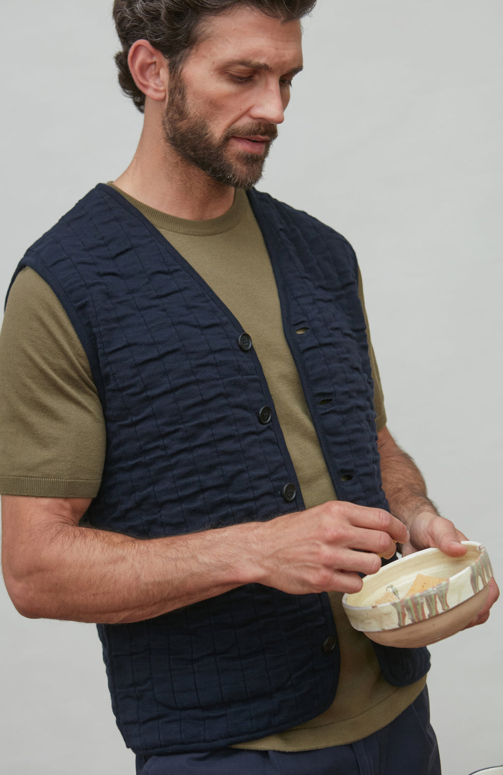 Mens Cotton Quilted Knitted Gilet