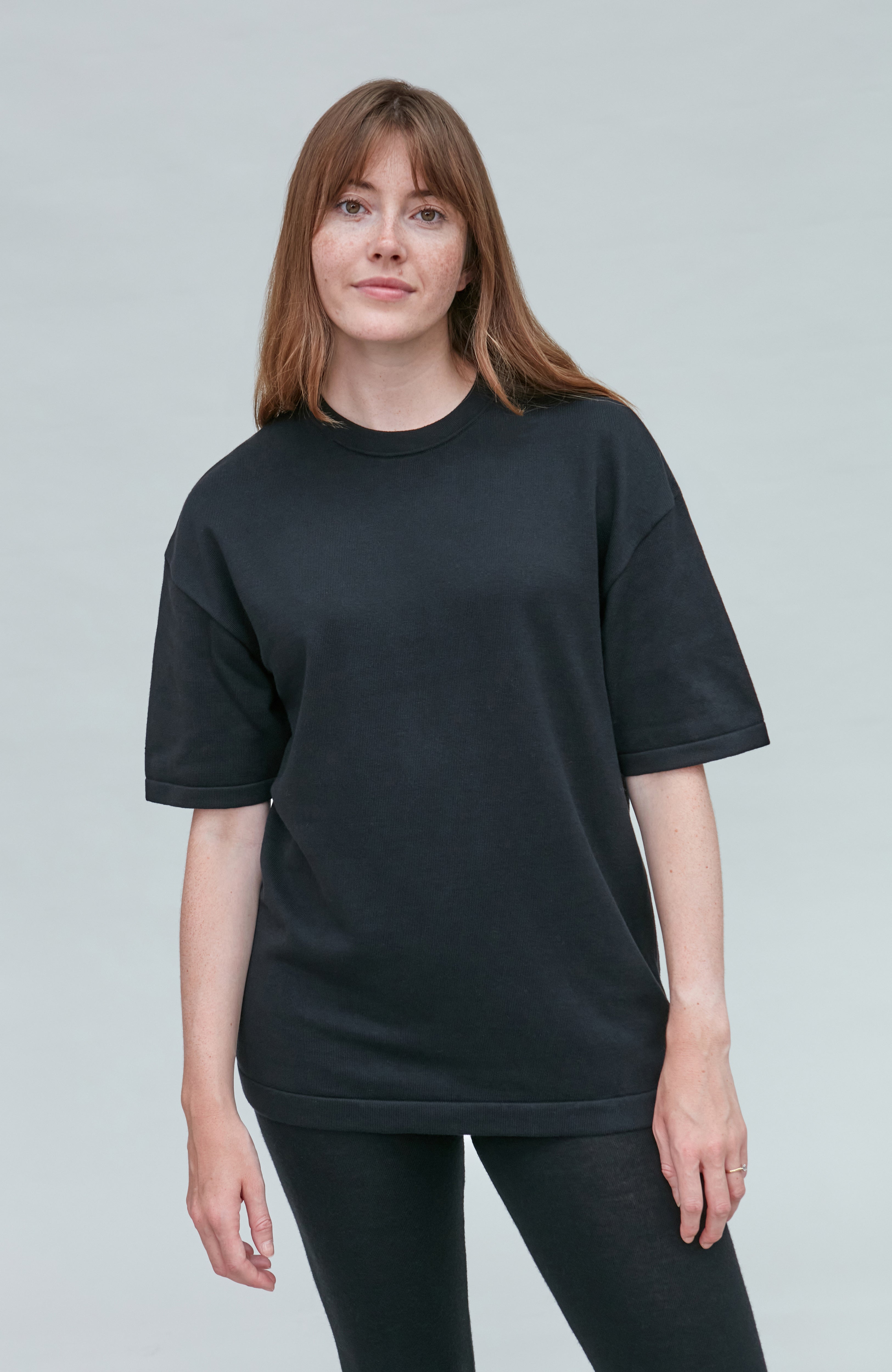 Womens Lightweight Cotton Oversized Knitted T-Shirt