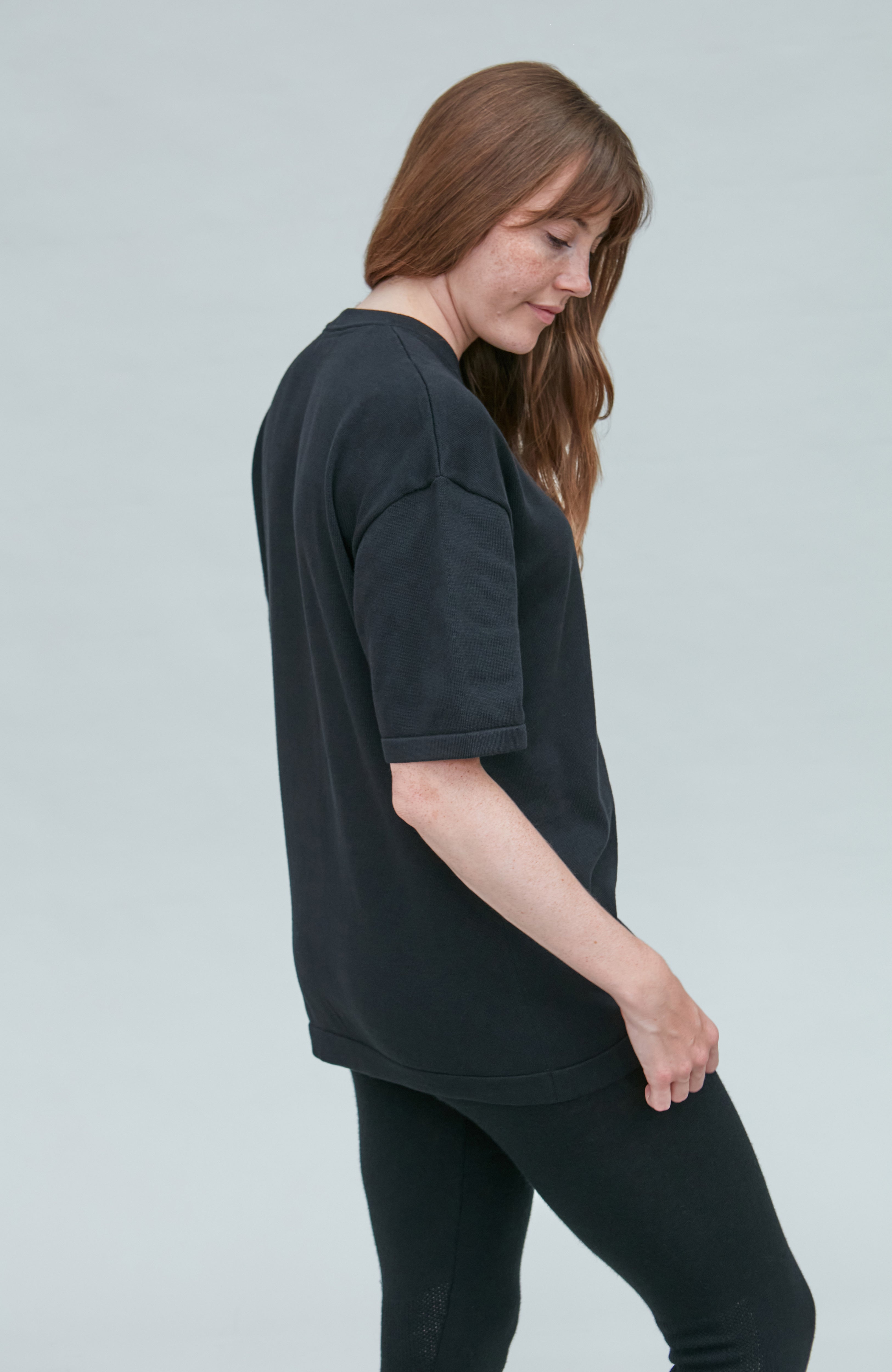 Womens Lightweight Cotton Oversized Knitted T-Shirt