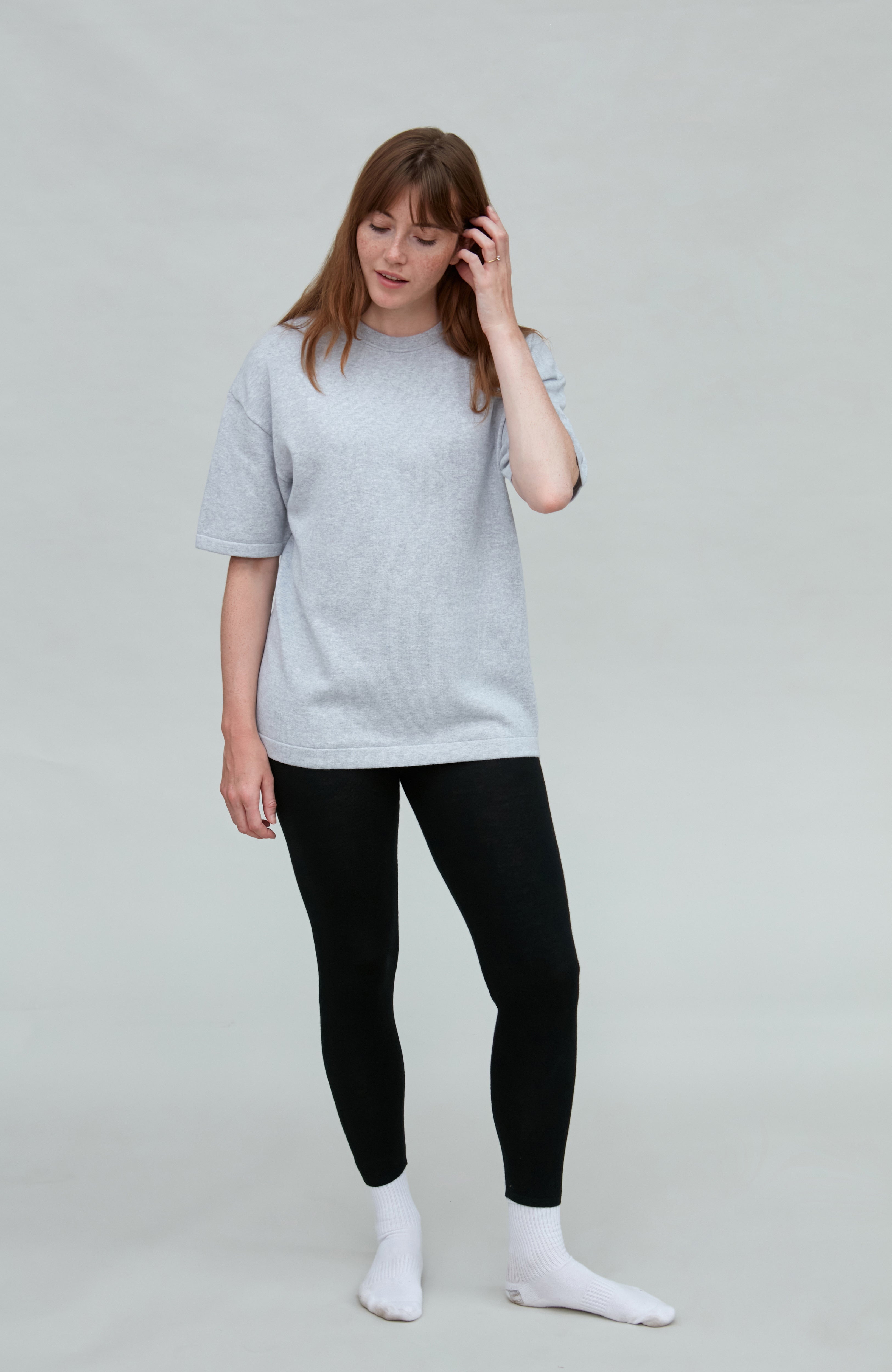 Womens Lightweight Cotton Oversized Knitted T-Shirt