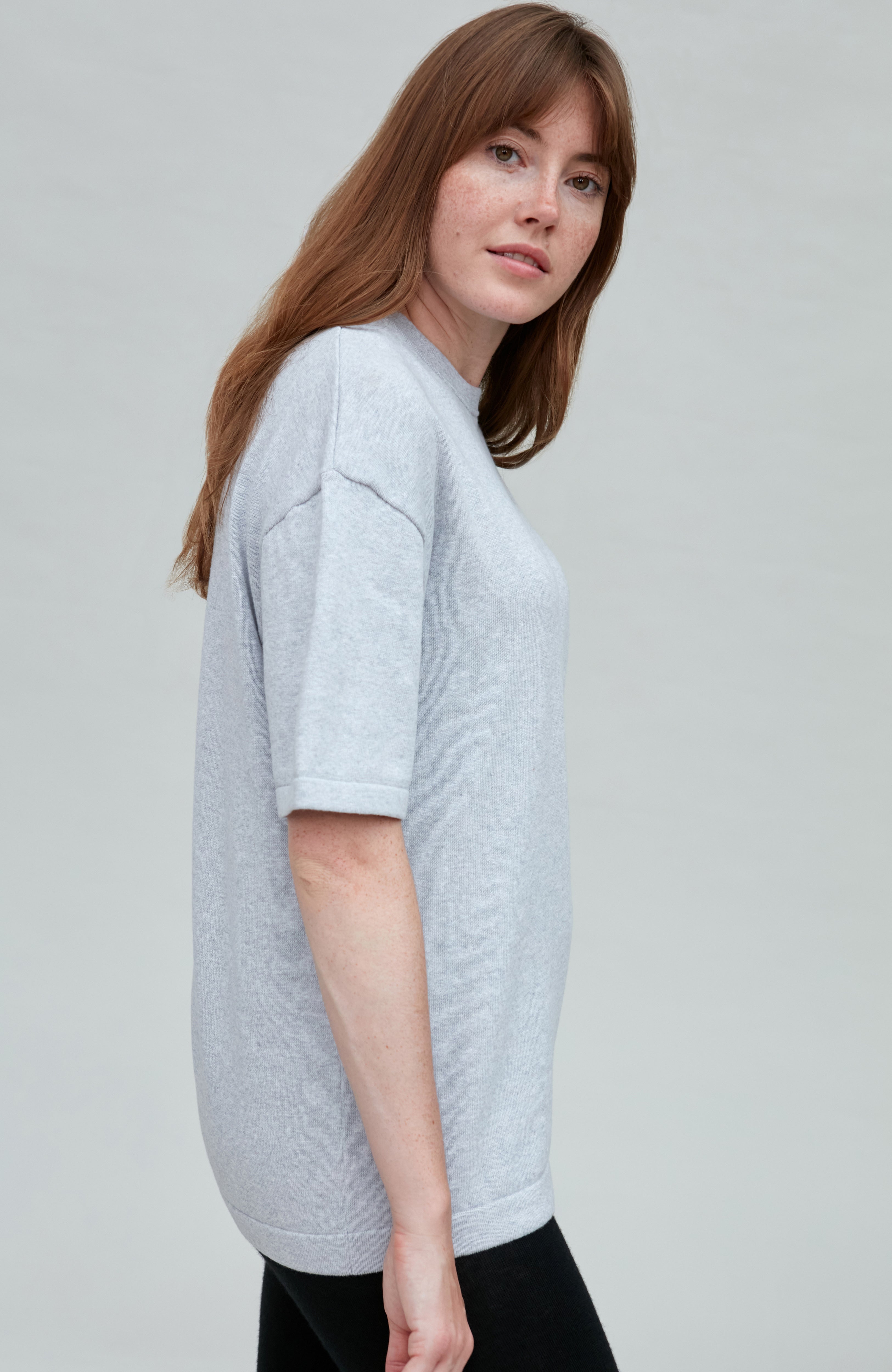 Womens Lightweight Cotton Oversized Knitted T-Shirt