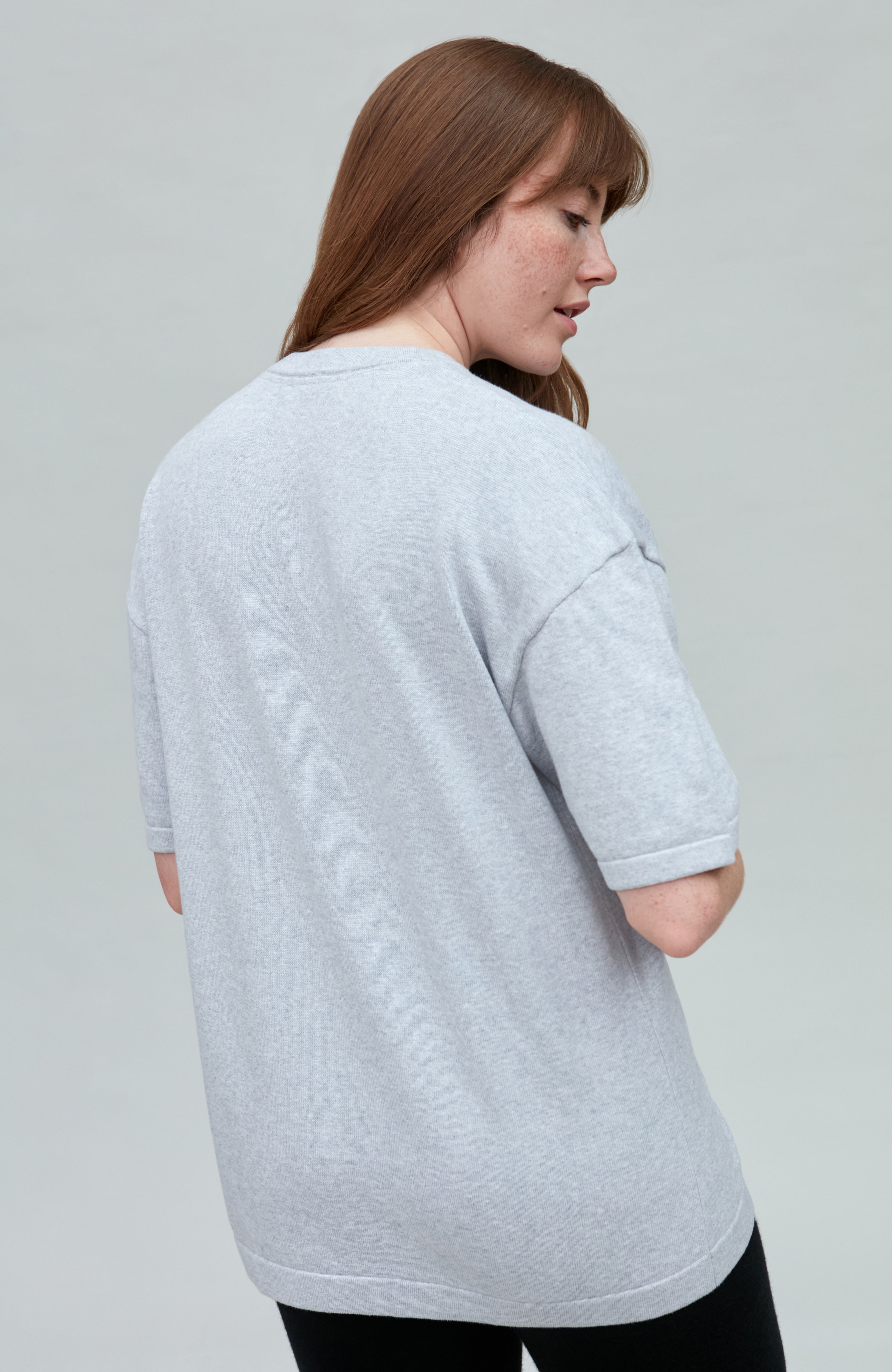 Womens Lightweight Cotton Oversized Knitted T-Shirt