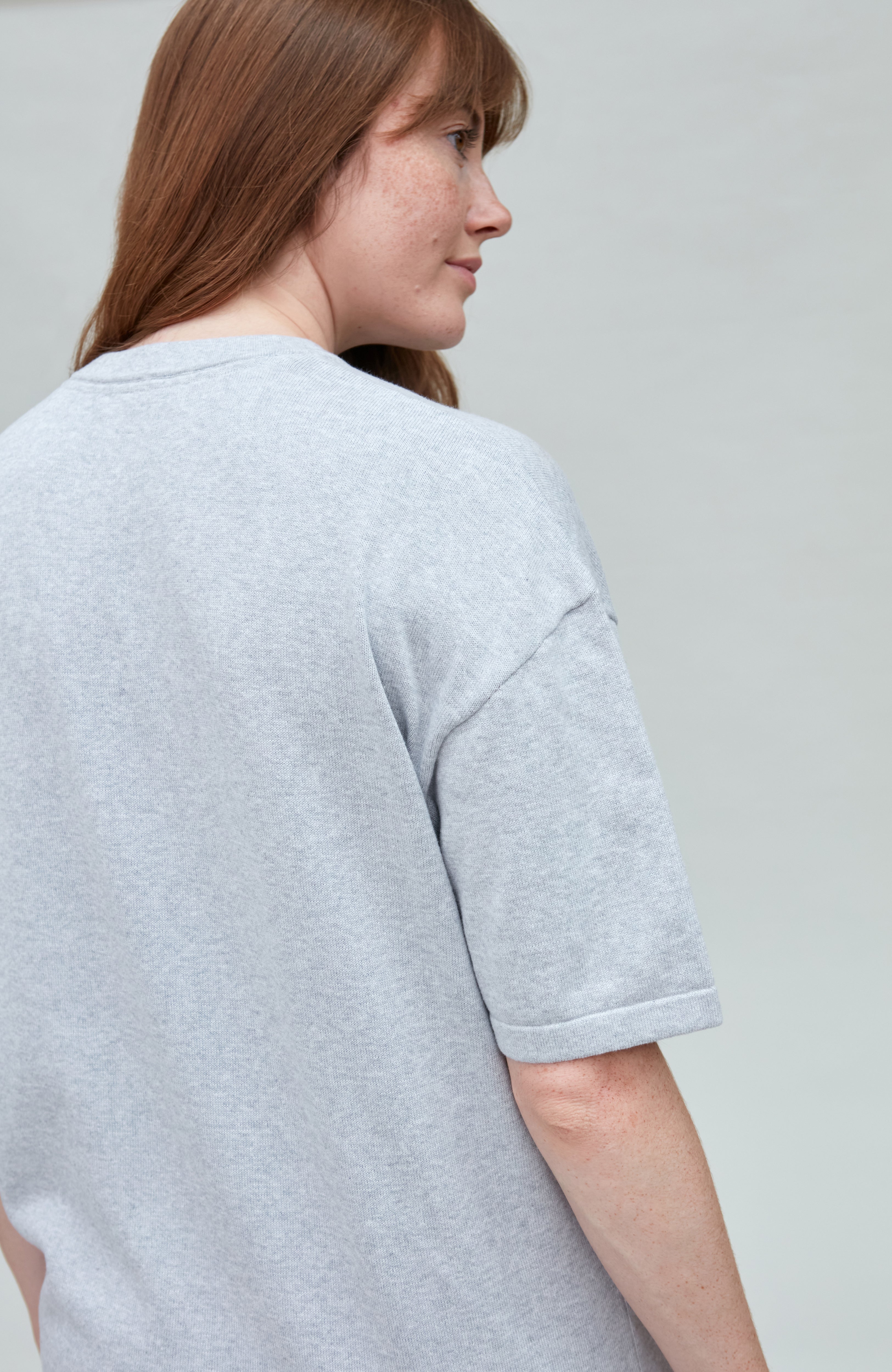 Womens Lightweight Cotton Oversized Knitted T-Shirt