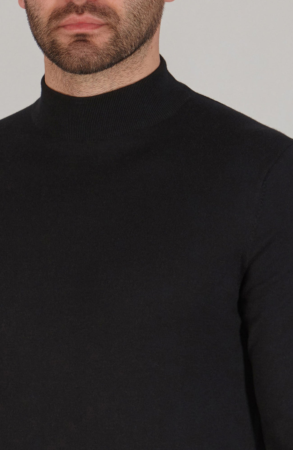 Mens Ultra Fine Cotton Mock Turtle Neck Jumper
