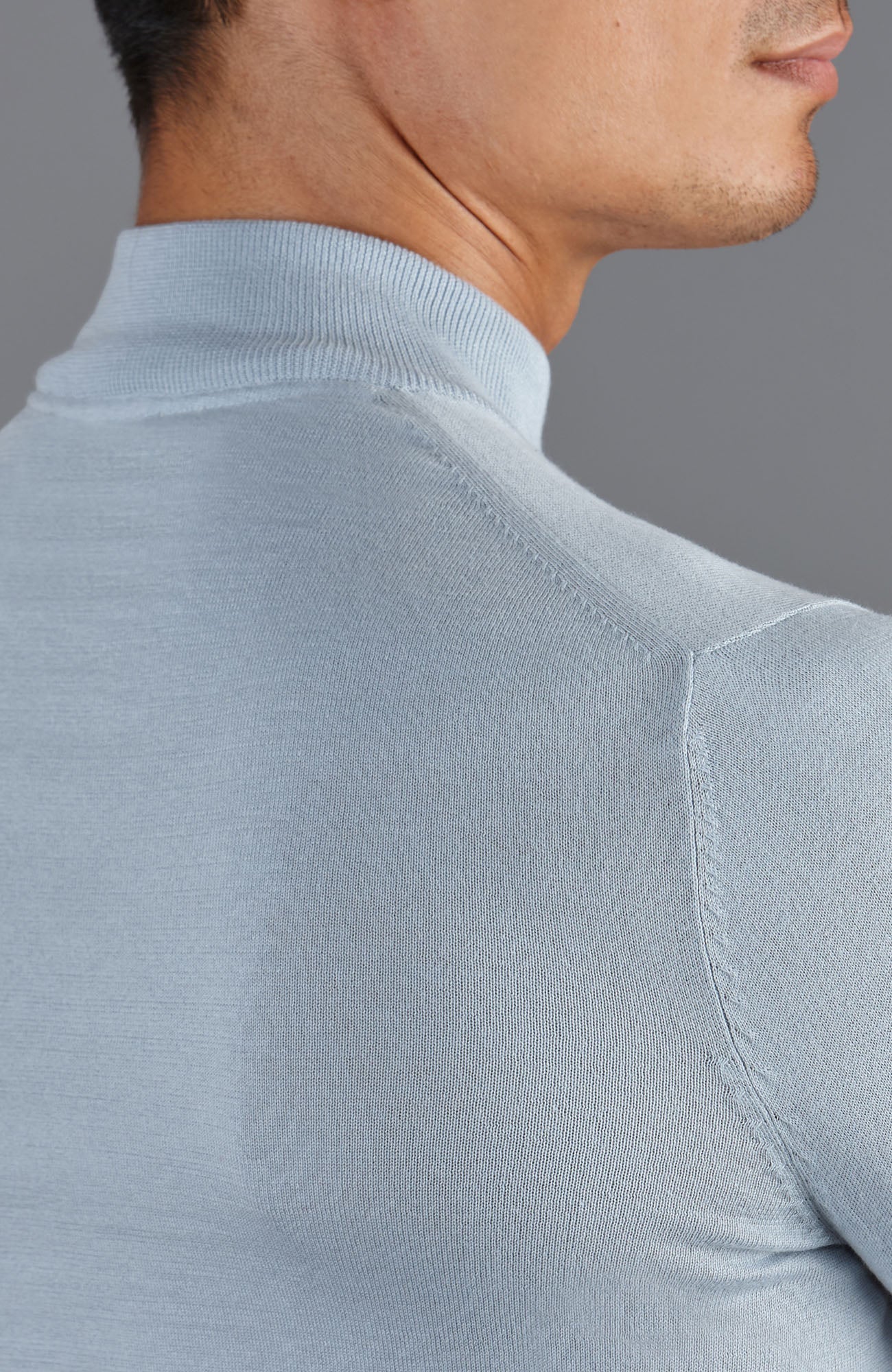 Mens Ultra Fine Cotton Mock Turtle Neck Jumper