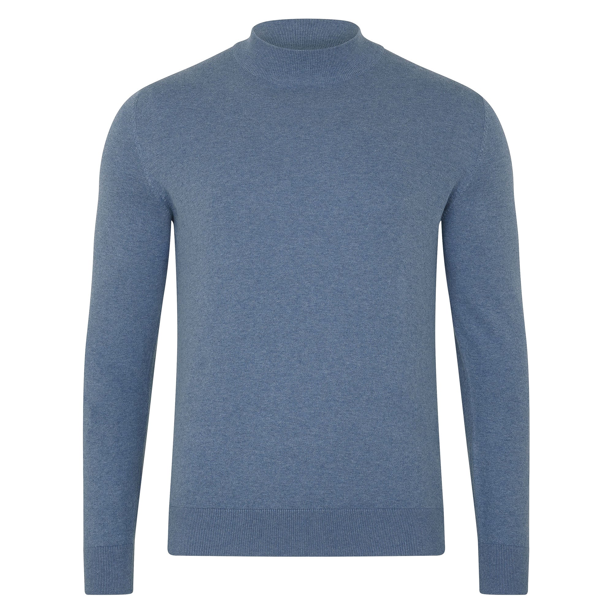 Mens Ultra Fine Cotton Mock Turtle Neck Jumper