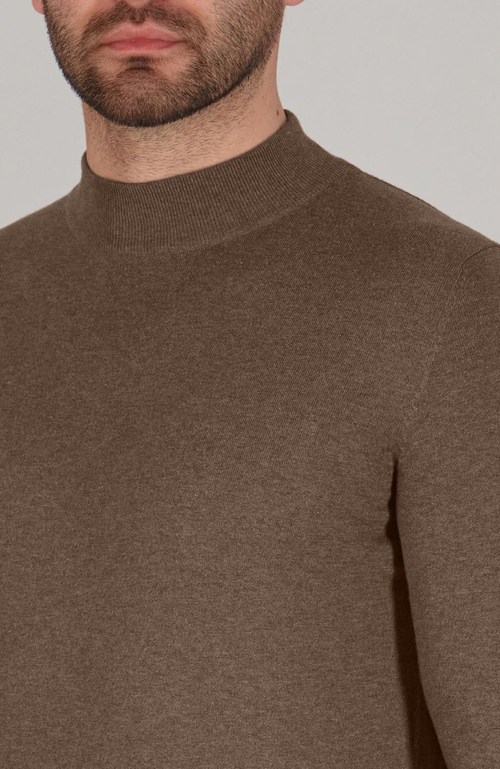 Mens Ultra Fine Cotton Mock Turtle Neck Jumper