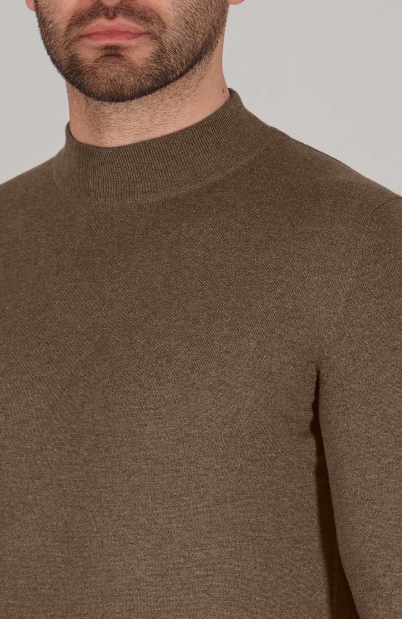 Mens Ultra Fine Cotton Mock Turtle Neck Jumper
