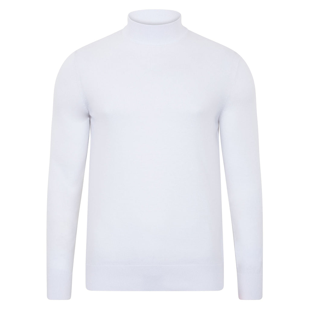 Mens Ultra Fine Cotton Mock Turtle Neck Jumper