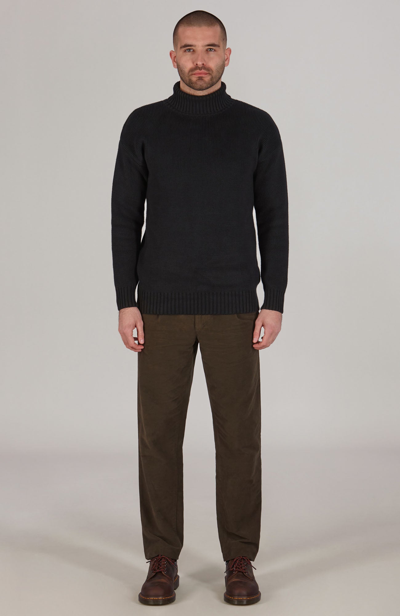 Mens Heavyweight Cotton Submariner Roll Neck Jumper