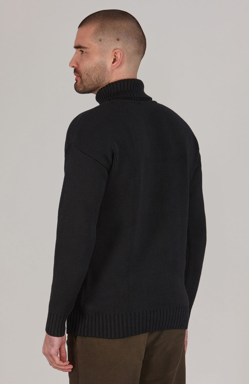 Mens Heavyweight Cotton Submariner Roll Neck Jumper