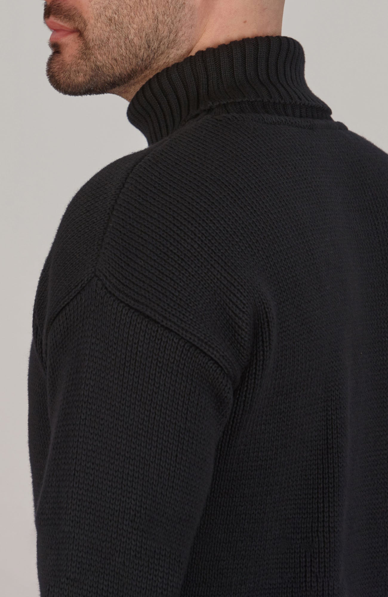 Mens Heavyweight Cotton Submariner Roll Neck Jumper