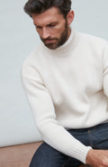 Mens Heavyweight Cotton Submariner Roll Neck Jumper