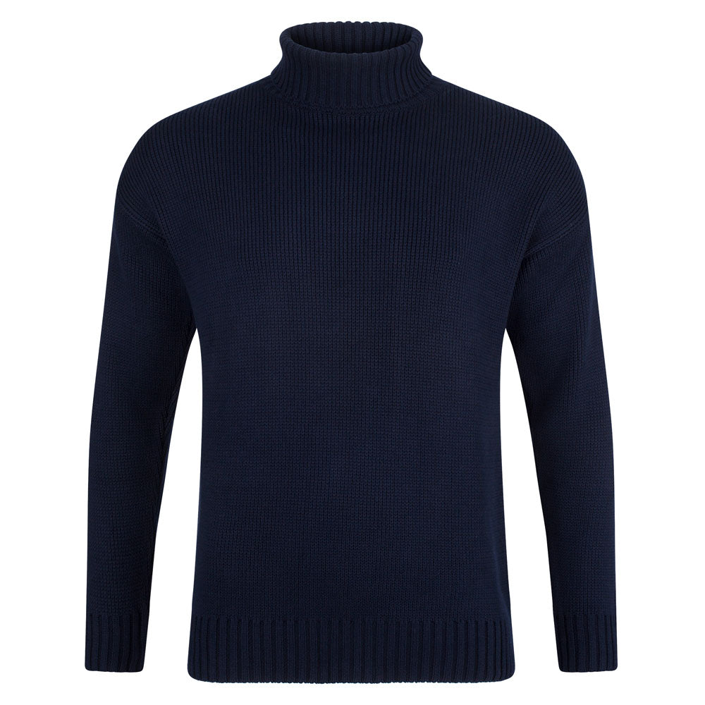 Mens Heavyweight Cotton Submariner Roll Neck Jumper
