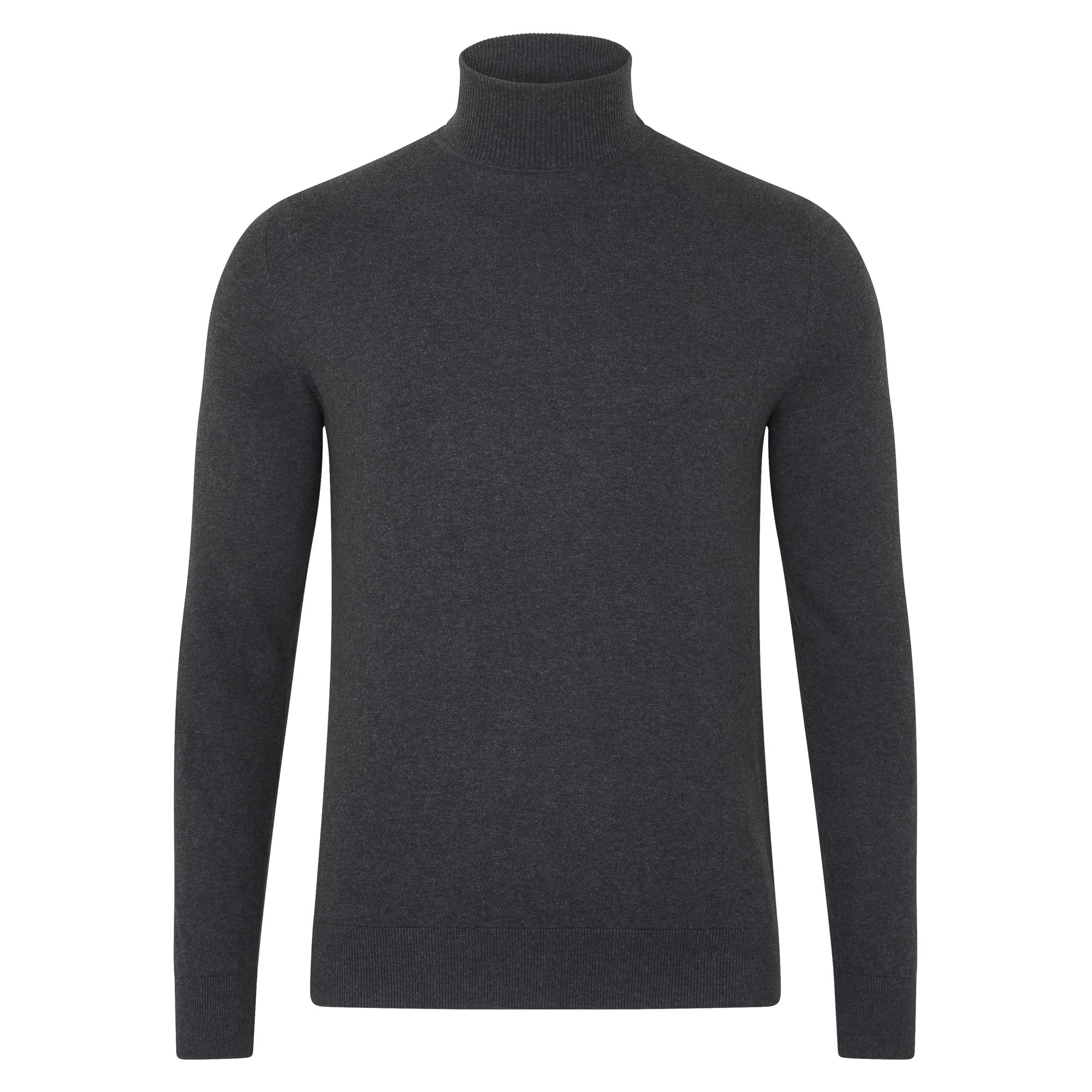 Mens Ultra Fine Cotton Roll Neck Jumper